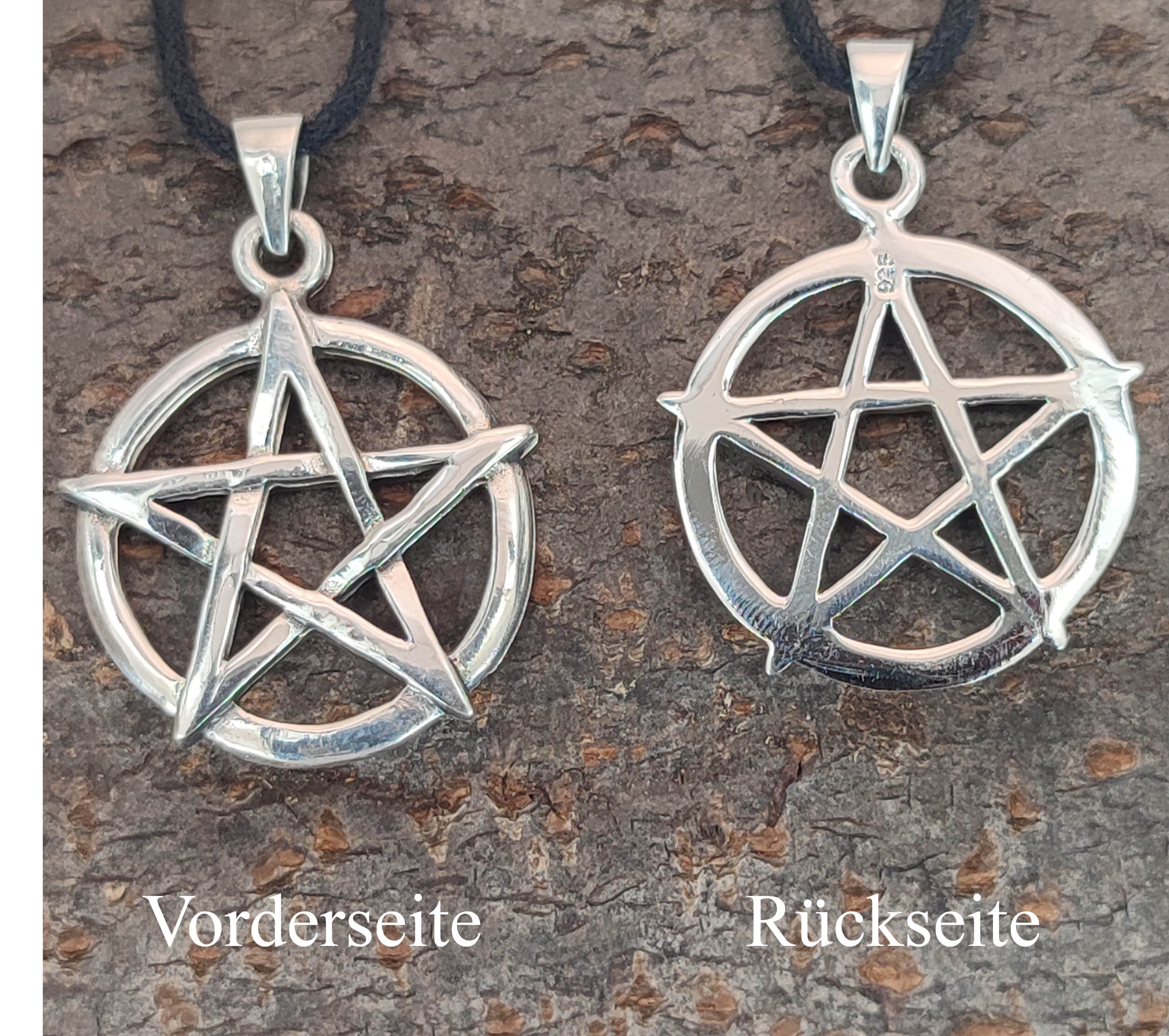 Kiss of Leather Kettenanhänger Pentagramm 925 Silber Anhänger Pentagram weiße Magie Zauber Wicca