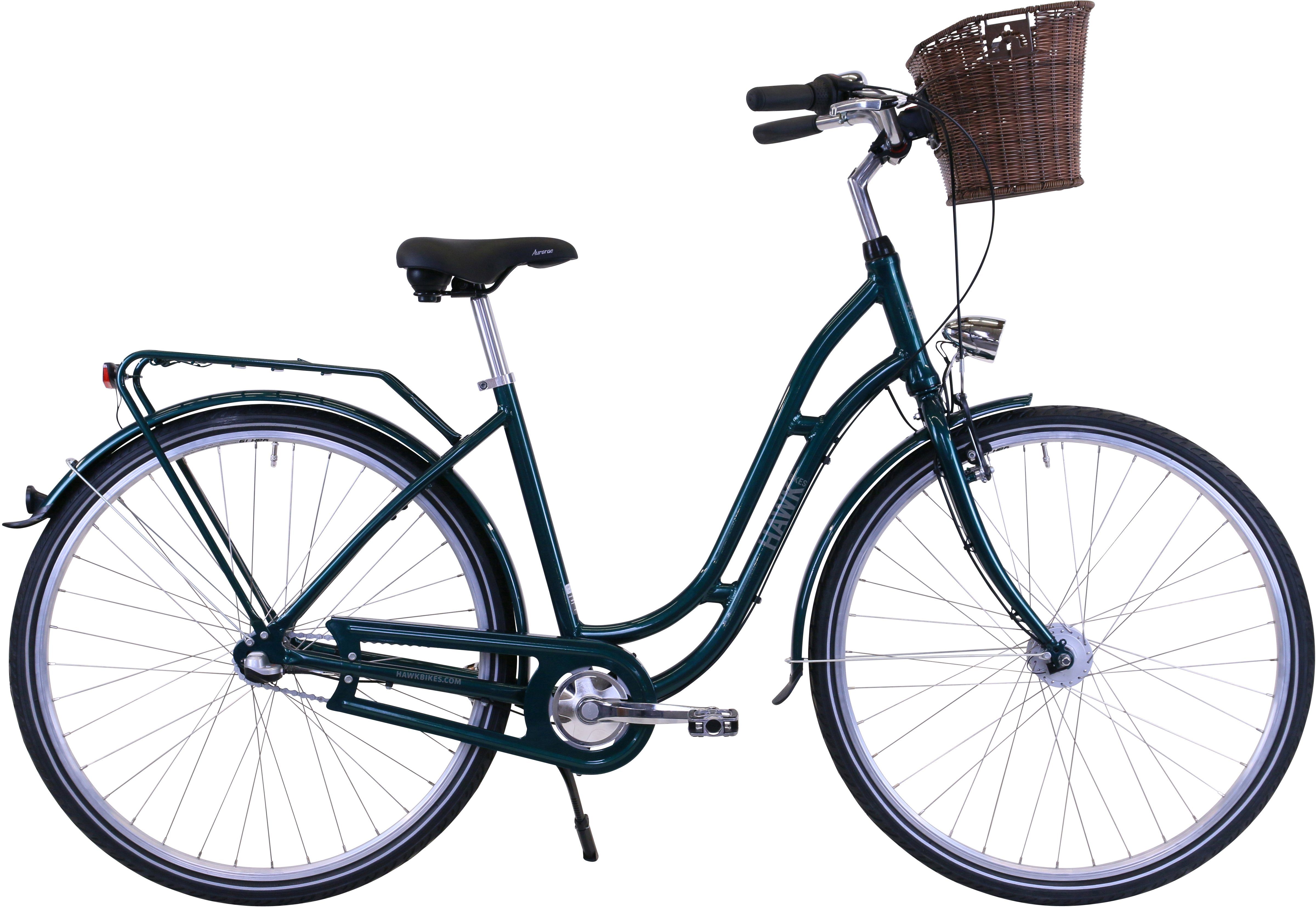 HAWK Bikes Cityrad HAWK City Classic Joy British Green, 3 Gang Shimano Nexus Schaltwerk, für Damen und Herren