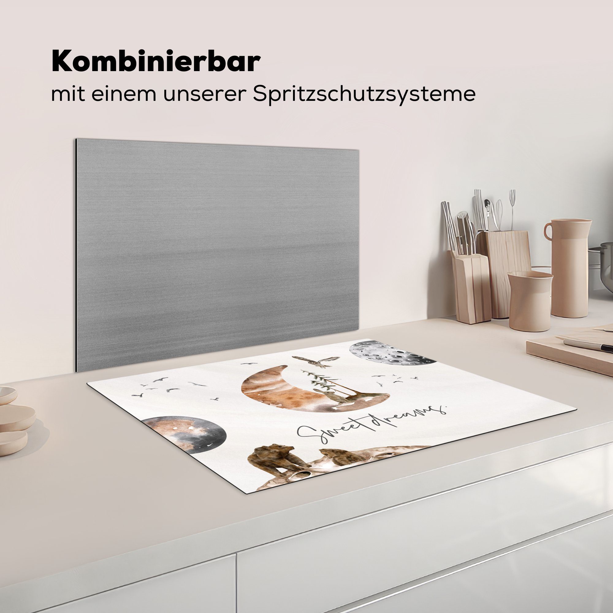 Ceranfeldabdeckung Mädchen tlg), Vinyl, Kinder - - - cm, Sprichwörter - Herdblende-/Abdeckplatte für die Süße MuchoWow Träume Zitate Induktionskochfeld -, (1 küche, Jungen 71x52 - Schutz