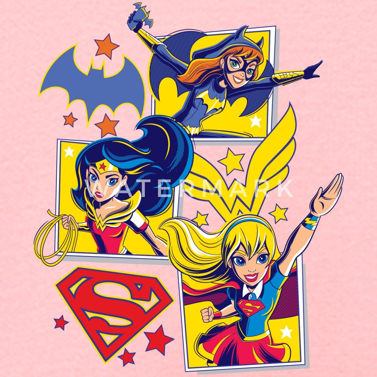 Spreadshirt Hoodie Super Hero Girls Batgirl Wonder Woman Supergirl Kacheln Kinder Premium (1-tlg)