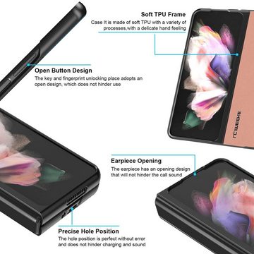 Wigento Handyhülle Für Samsung Galaxy Z Fold4 5G Kunstleder / Kunststoff Handy Tasche Hülle Etuis Rosa