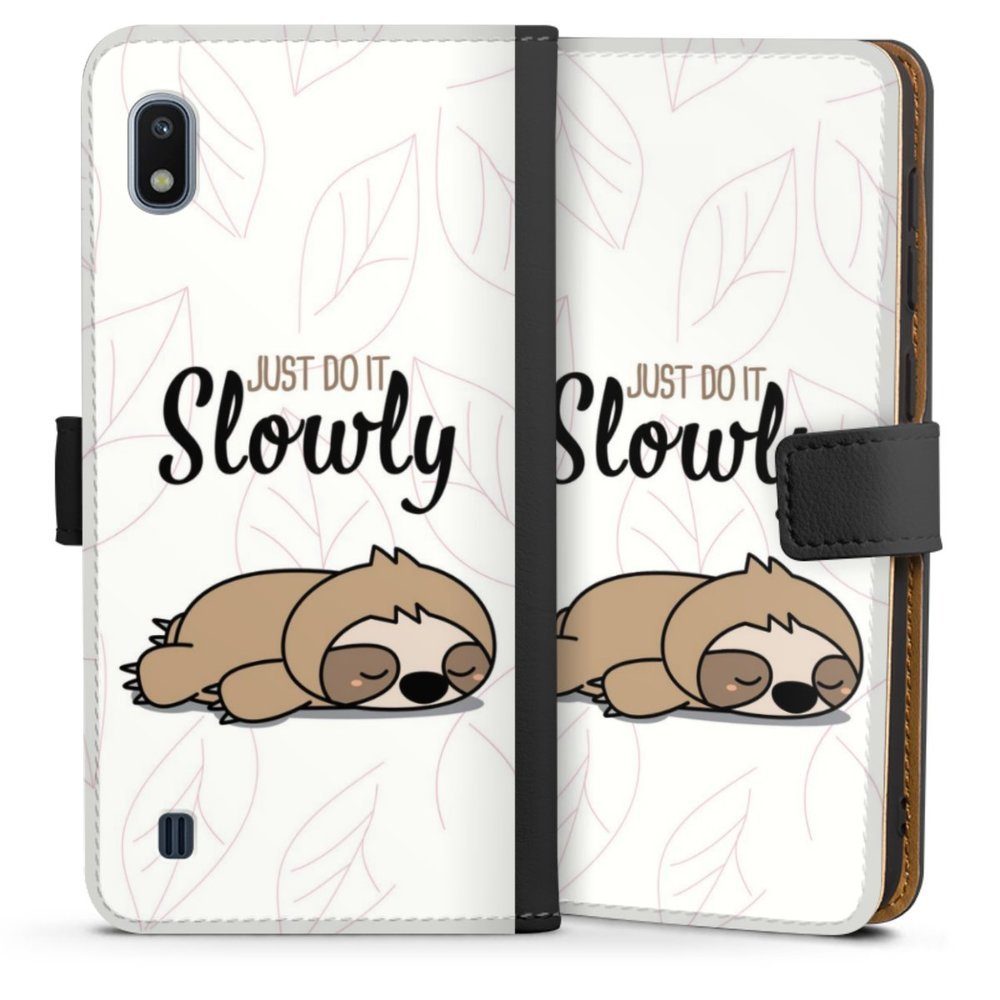 DeinDesign Handyhülle Tiere Faultier lazy sunday Just Do It Slowly Sloth, Samsung  Galaxy A10 Hülle Handy Flip Case Wallet Cover