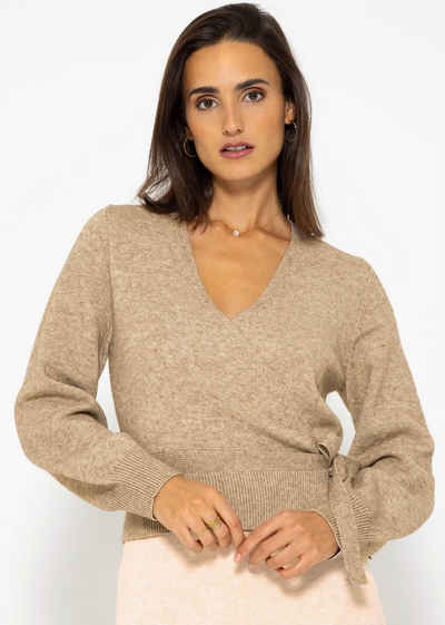 SASSYCLASSY Cardigan Lässiger Wickelcardigan aus weichem Feinstrick