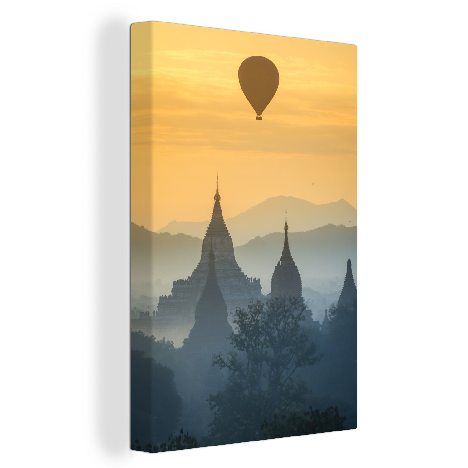 OneMillionCanvasses® Leinwandbild Heißluftballon inkl. Zackenaufhänger, über Gemälde, cm 20x30 fertig St), Leinwandbild Yangon, (1 bespannt