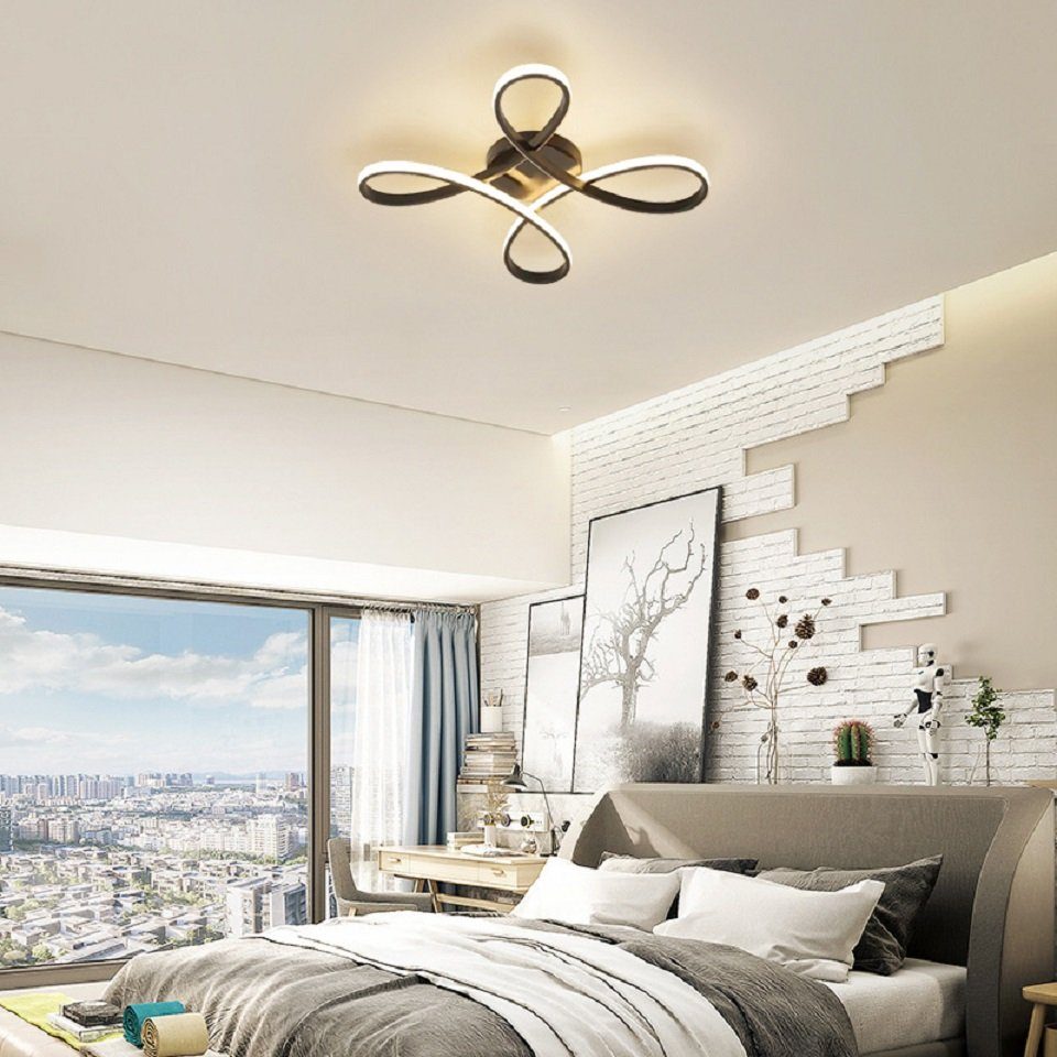 Daskoo Deckenleuchten 44W Modern LED Deckenlampe mit Fernbedienung Dimmbar Wohnzimmer, LED fest integriert, Warmweiß/Neutralweiß/Kaltweiß, Stufenloses Dimmen, LED Deckenleuchte Schwarz
