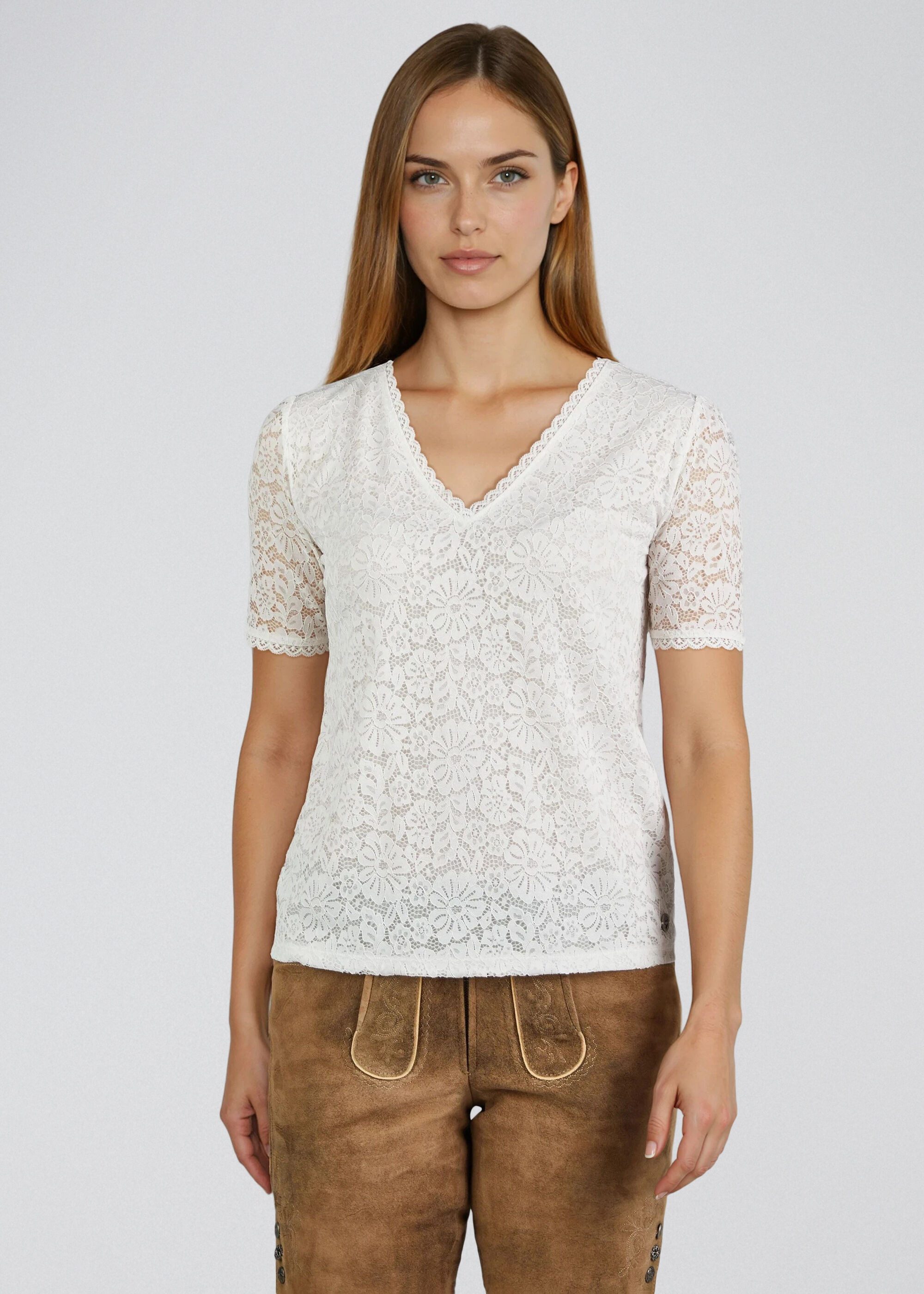 Spieth & Wensky Trachtenbluse Hailey romantische Allover-Spitze mit Blumenmuster