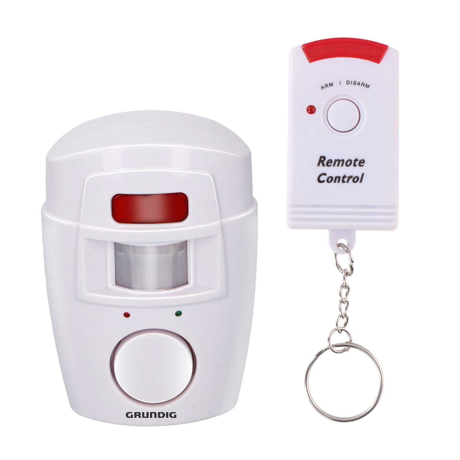 Grundig Kabelloser Sicherheitsalarm Haus Wohnmobil Alarm Hausalarm Alarmanlage (Batteriebetrieben inkl. Fernbedienung mit Infrarot Bewegungsmelder)