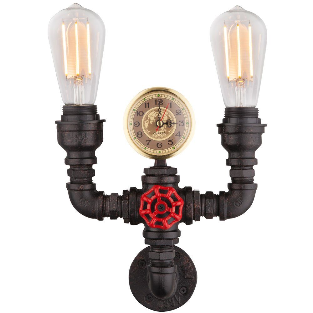 Wand Retro Lampe Uhr Wasser nicht Wandleuchte, Quartz etc-shop Leuchtmittel Leuchte Strahler inklusive, Rohr Beleuchtung