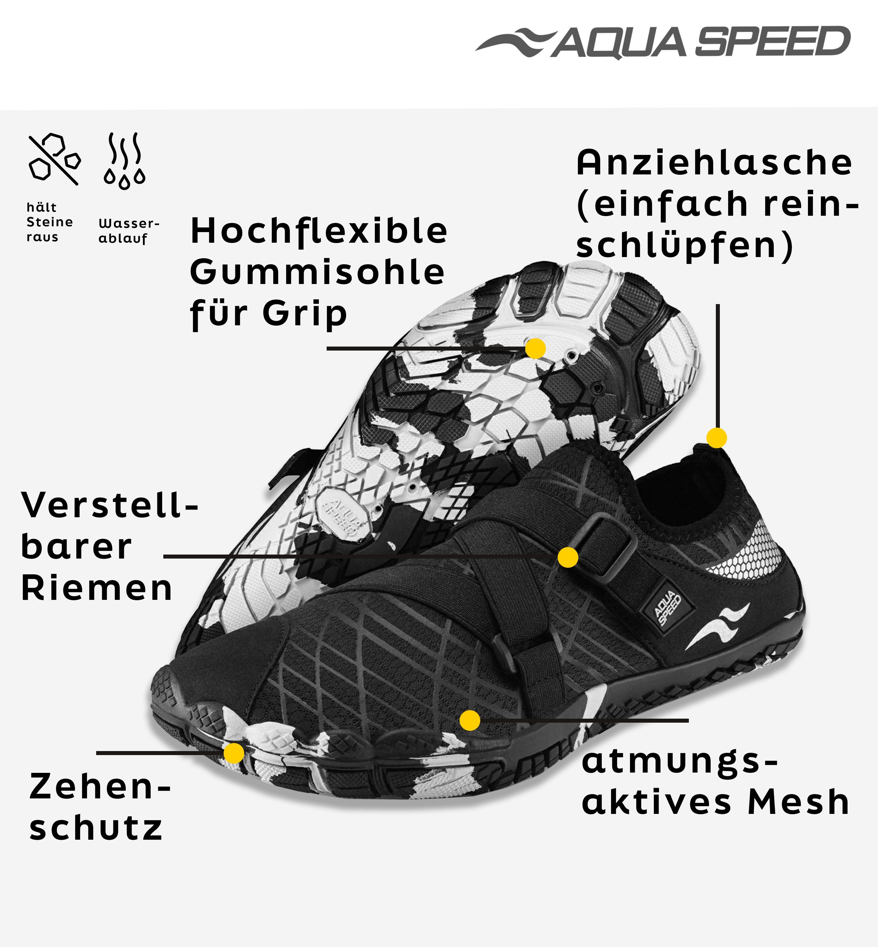 Aqua Speed Tortuga Schwimmschuhe Gr. 46 – Schwarz + Handtuch im Set Wassers günstig online kaufen