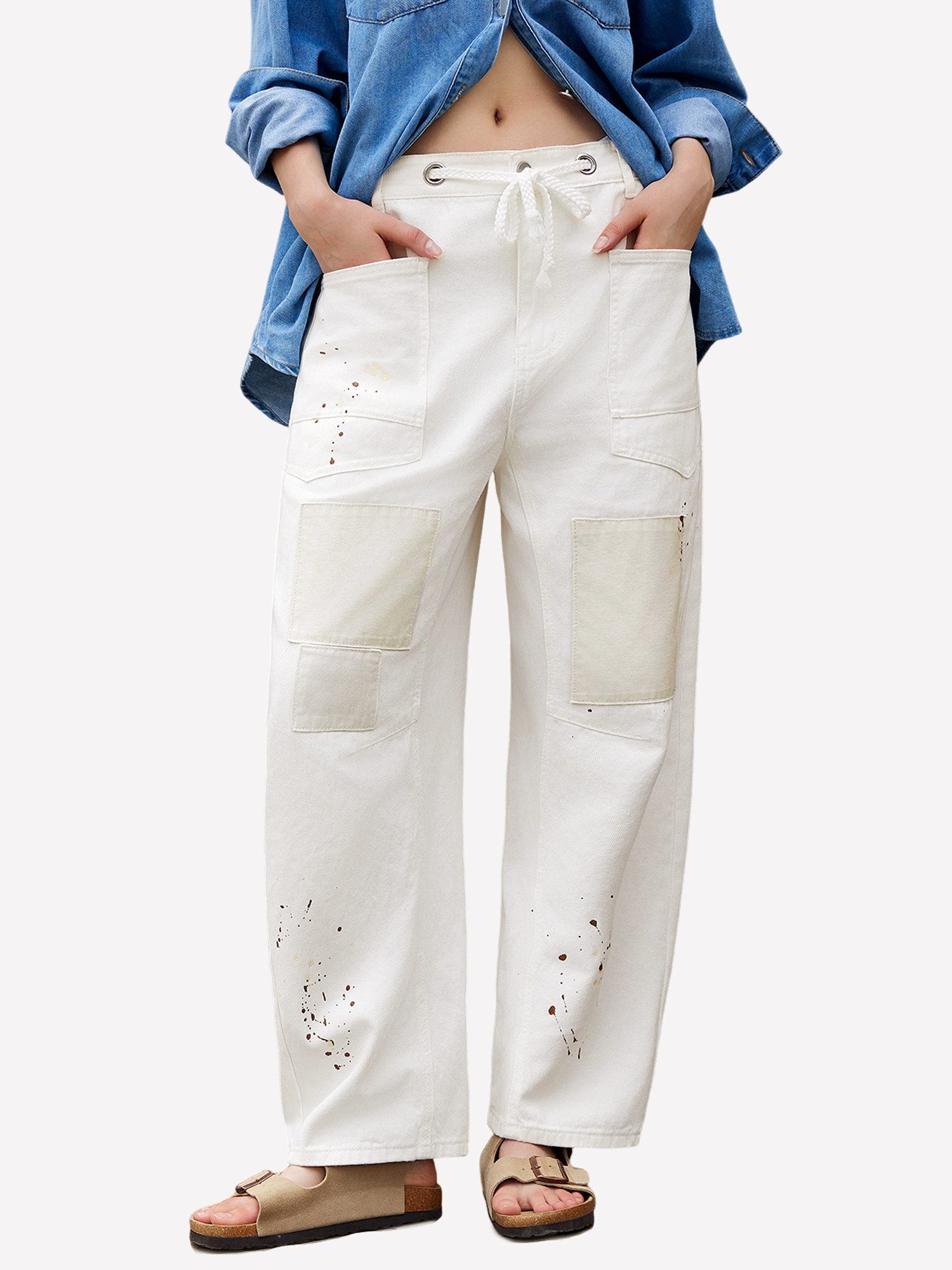 Imily Bela Loose-fit-Jeans Damen Baggy Barrel Hufeisen Джинсыhose (Packung, 1-tlg., 1per-pack) LOOSE