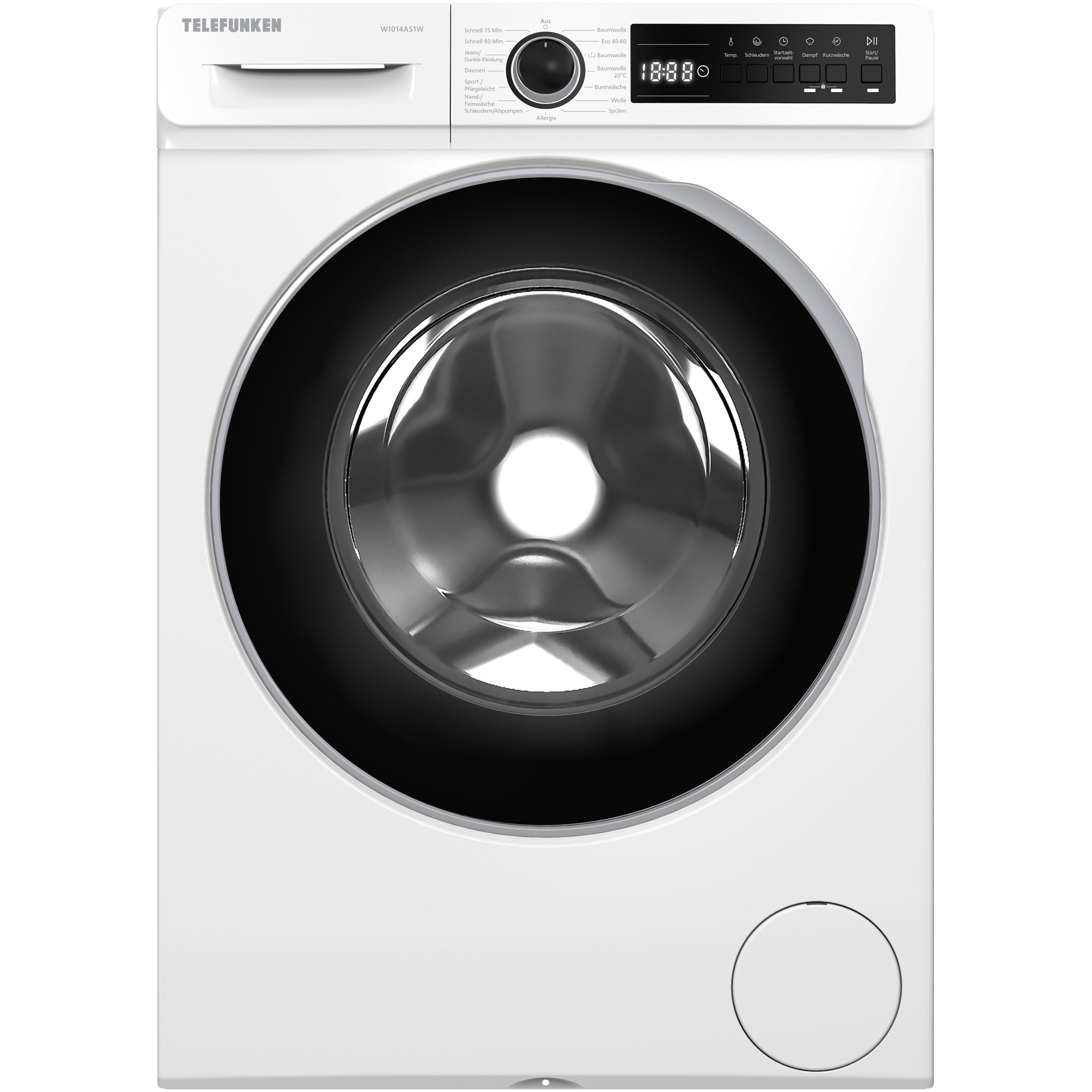 Telefunken Waschmaschine W1014AS1W, 10 kg, 1400 U/min, Frontlader, Inverter Motor, AquaStop, 10kg, Dampffunktion, EEK A, weiß