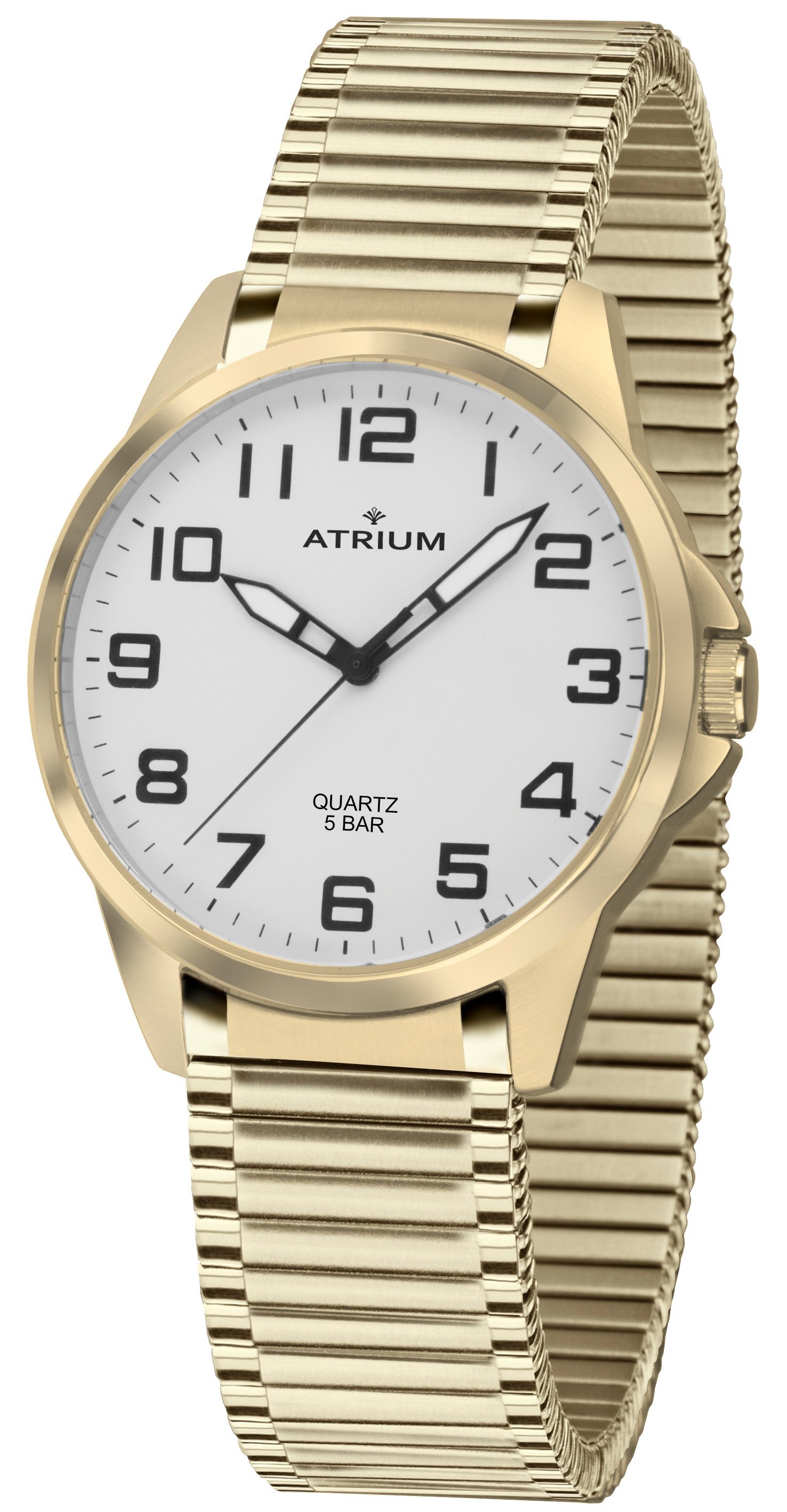 Atrium Quarzuhr A48-60 Herren Armbanduhr Zugband Stahl, analog klassisch schlicht modern deutlich Geschenk Ø 38 mm