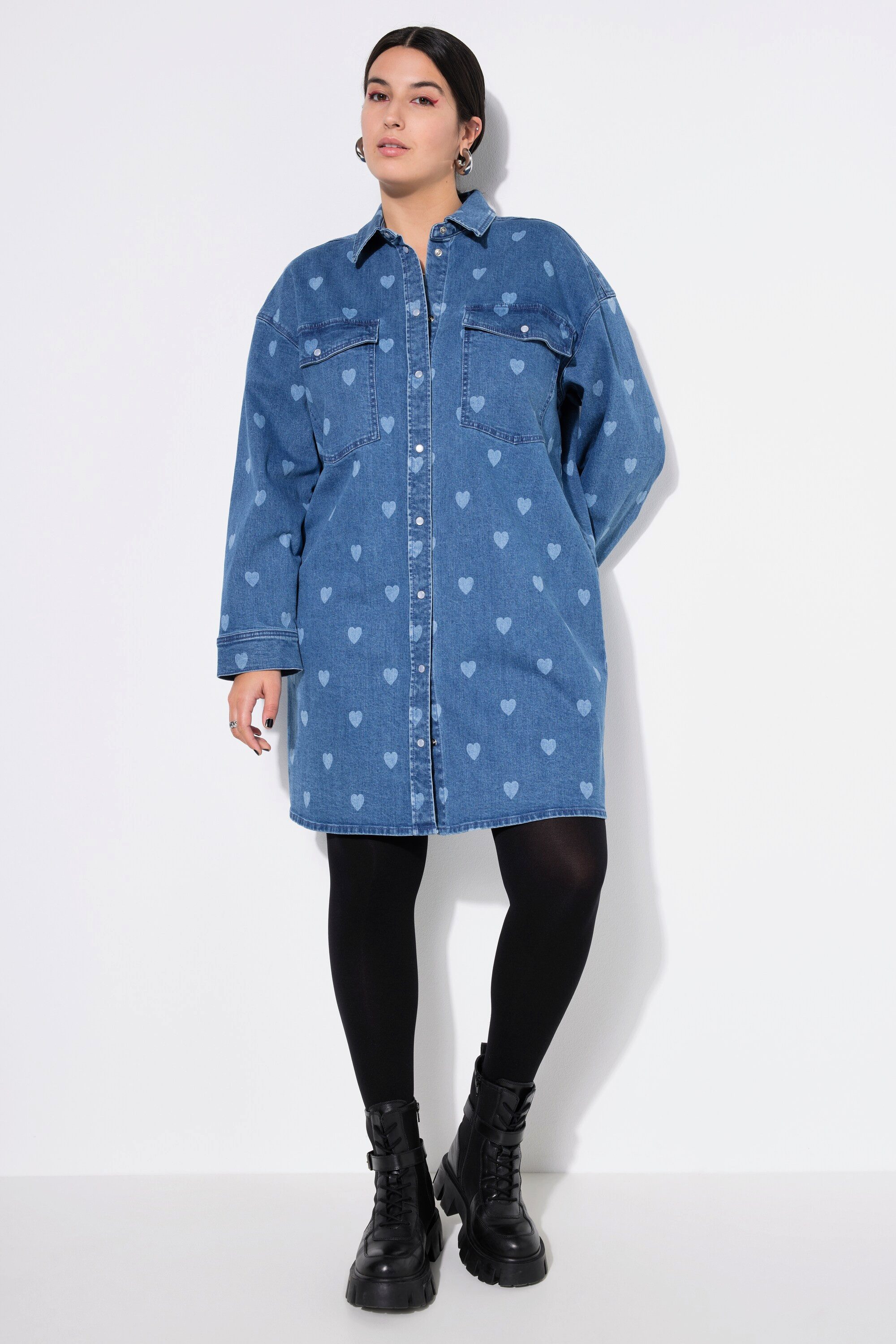 Studio Untold Minikleid Jeanskleid oversized HEARTS-Print günstig online kaufen