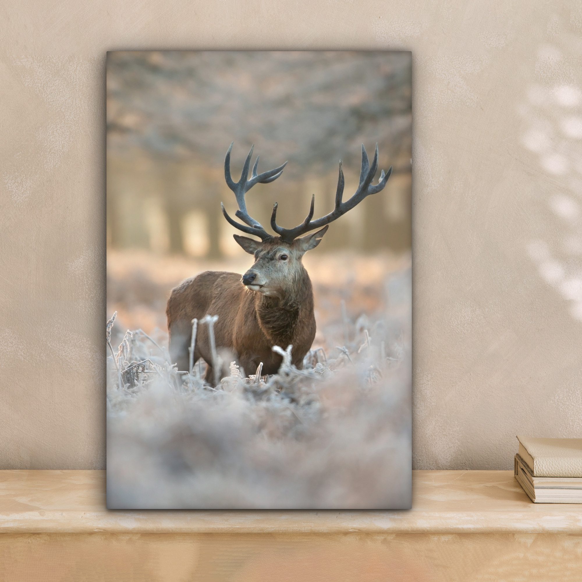 OneMillionCanvasses® Leinwandbild Hirsche - Tiere - Winter, Fotodruck (1 St günstig online kaufen
