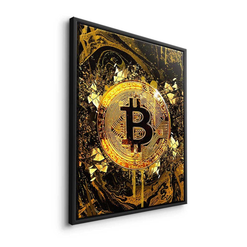 Rahmen Bitcoin Motiv Leinwandbild Börse Trading mi Goldrush ohne Leinwandbild, DOTCOMCANVAS® Motivation Crypto