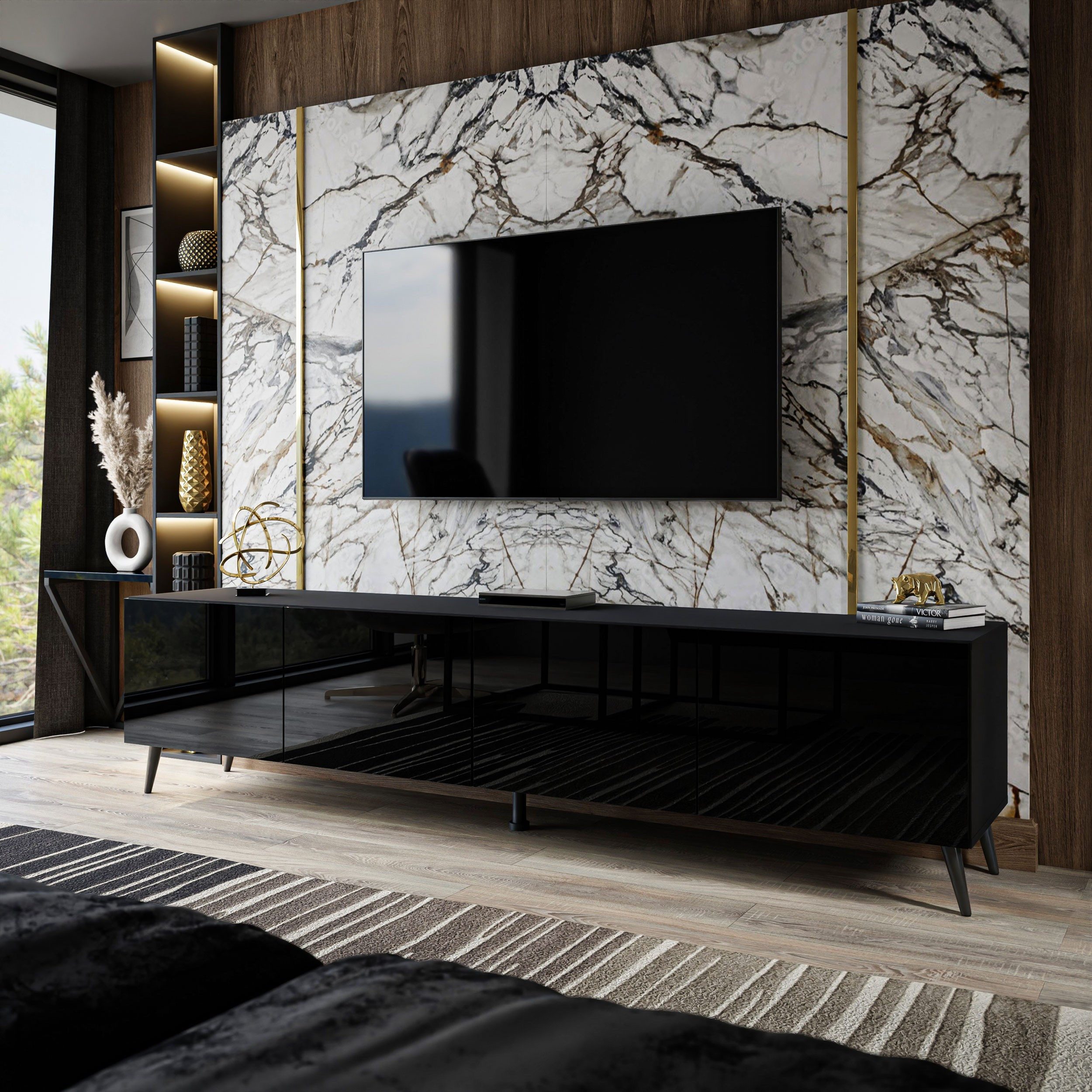 ALLHOUSE24 TV-Schrank LOGANTE 200 cm Breite Unterschrank TV Lowboard Metall günstig online kaufen