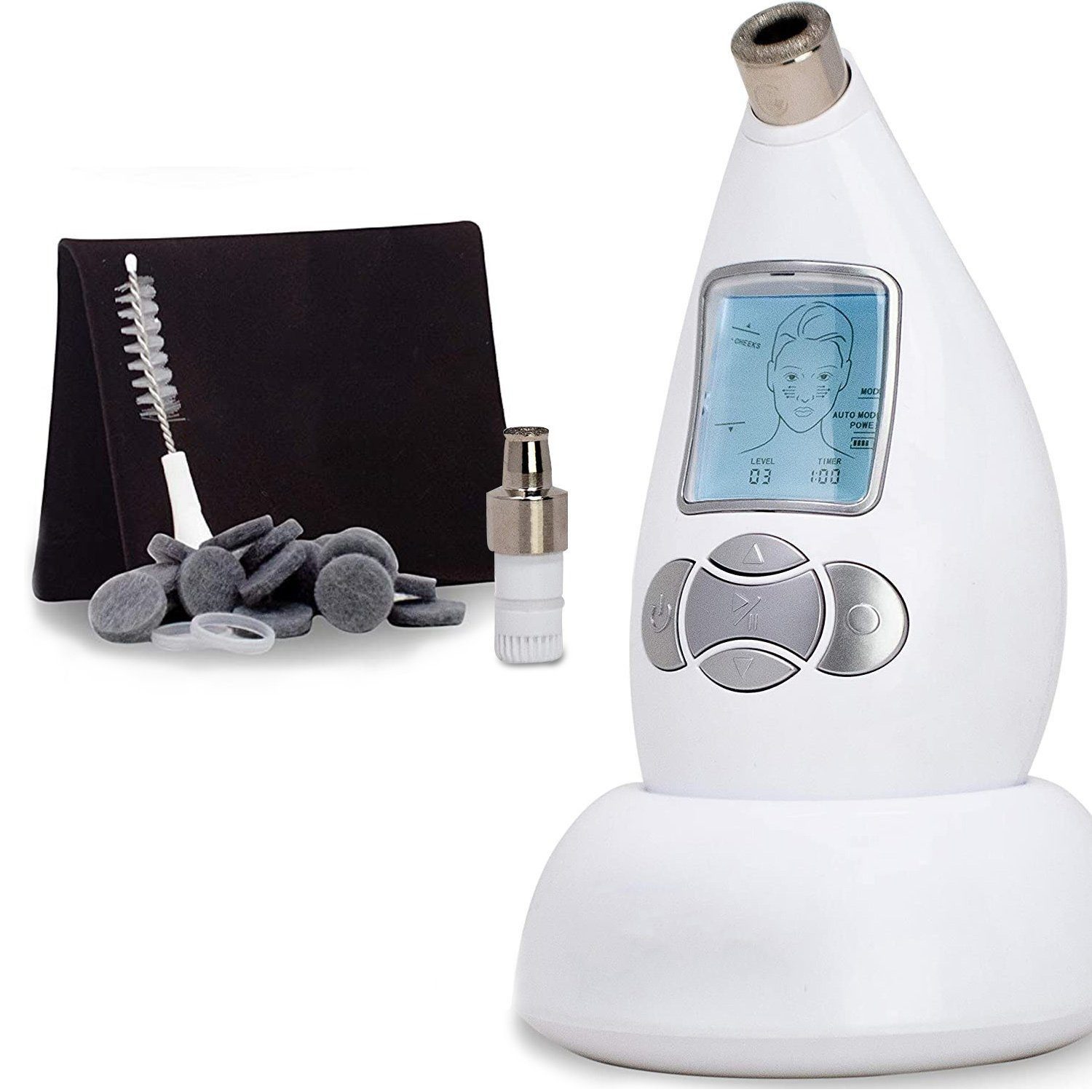 COOL-i ® Mikrodermabrasionsgerät Mikrodermabrasionsgerät – Gesichtspeeling mit 4 Aufsätzen, Set, Zur unterstützenden kosmetischen Hautpflege