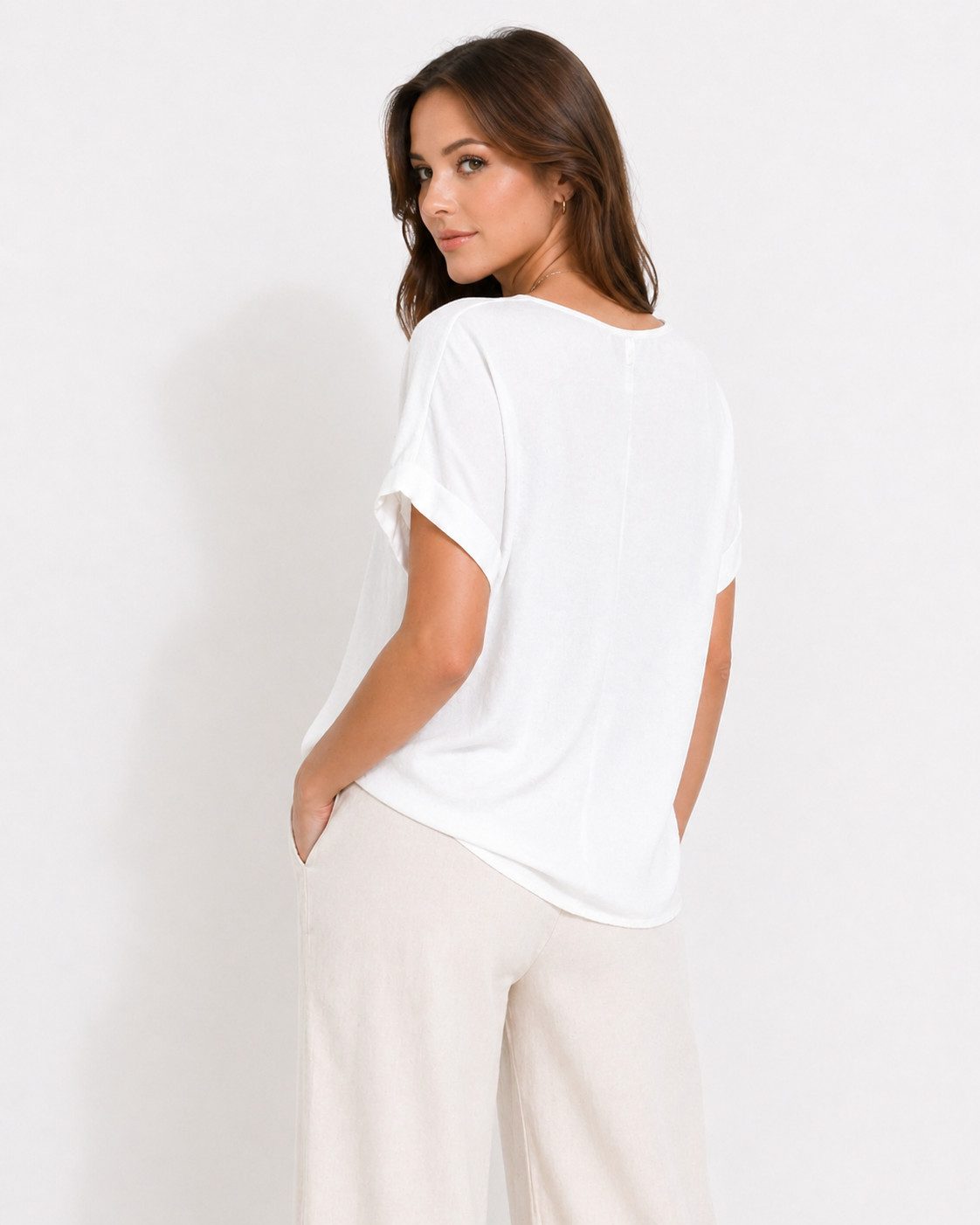 ITALY VIBES Kurzarmbluse - sommerliche Bluse - Blusenshirt Damen mit Knotendetail ONE SIZE / passend für Größe S - L