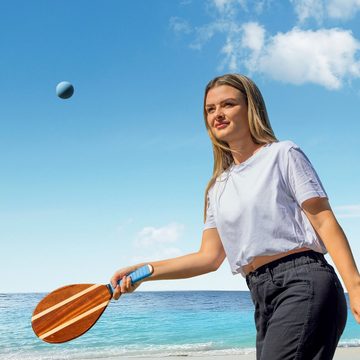 Navaris Beachballschläger Beach Tennis Set - 2 Holzschläger inkl. Bälle für Strand & Freizeit, (1-tlg)