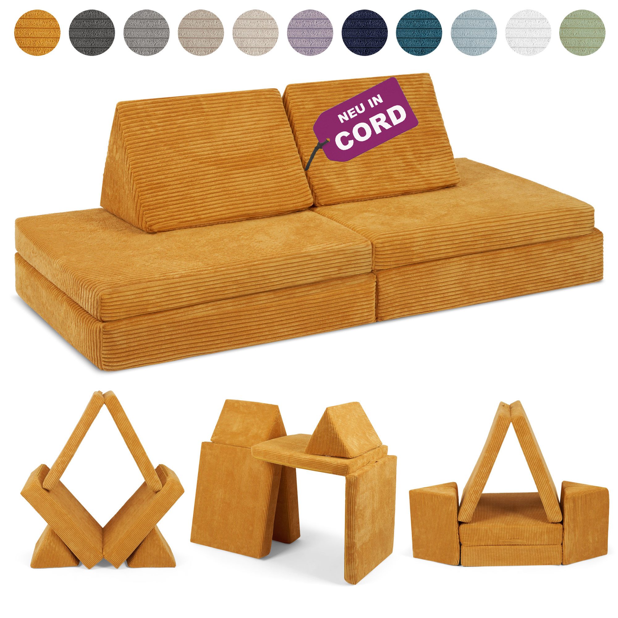 Linodino Kindersofa Spielsofa I aus Schaumstoff Bausteine I Spielcouch für Kinder, 3 Jahre Garantie
