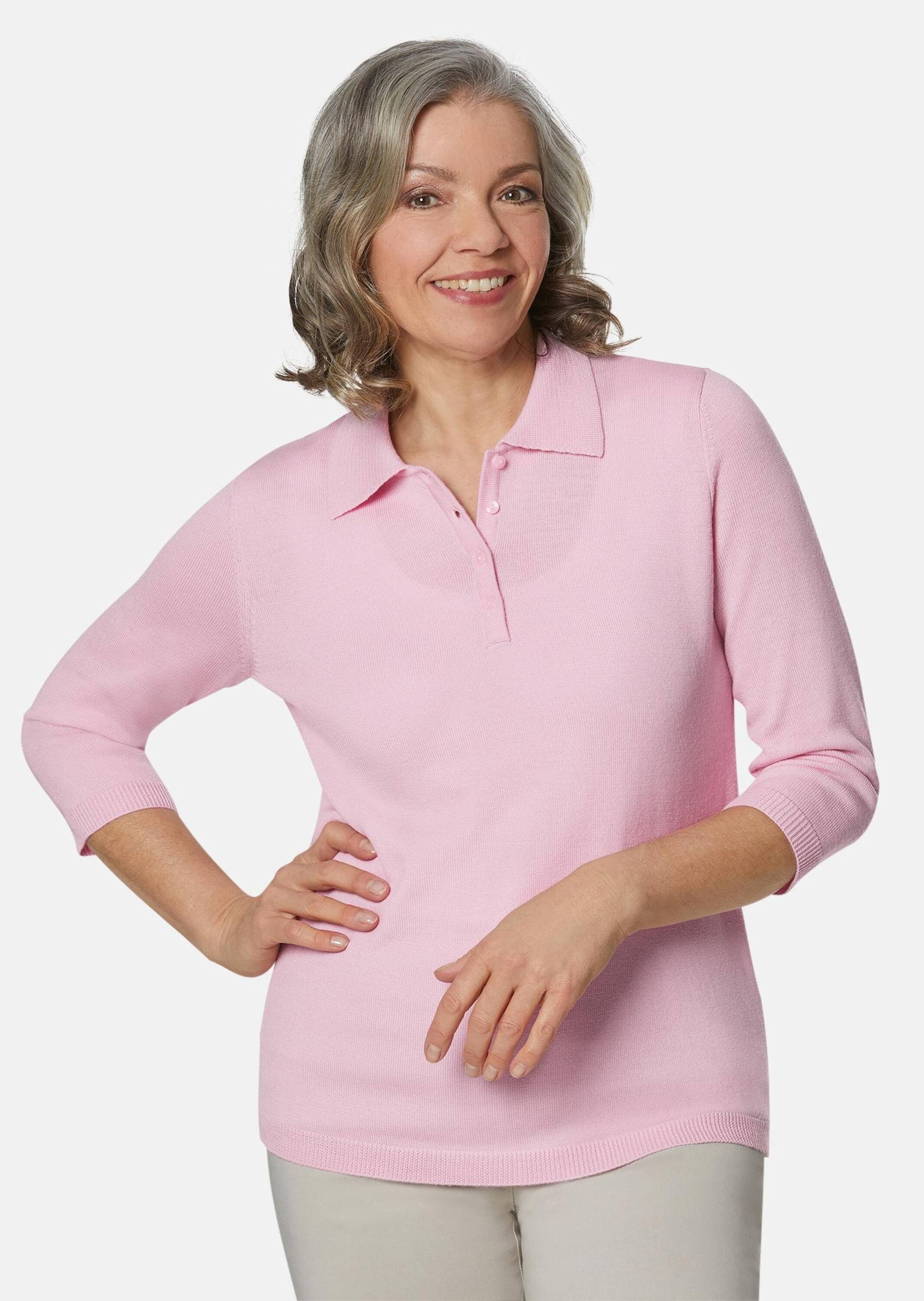 GOLDNER Strickpullover Kurzgröße: Pullover in hochwertiger Qualität rosa