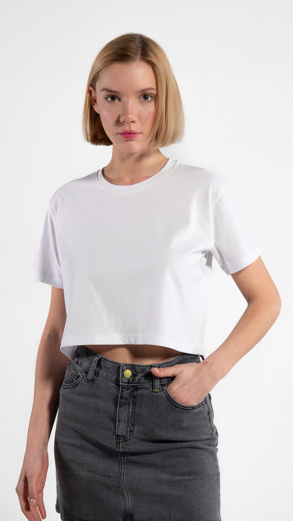 GORG Kurzarmshirt Cropped Damen-T-Shirt aus Bio-Baumwolle günstig online kaufen