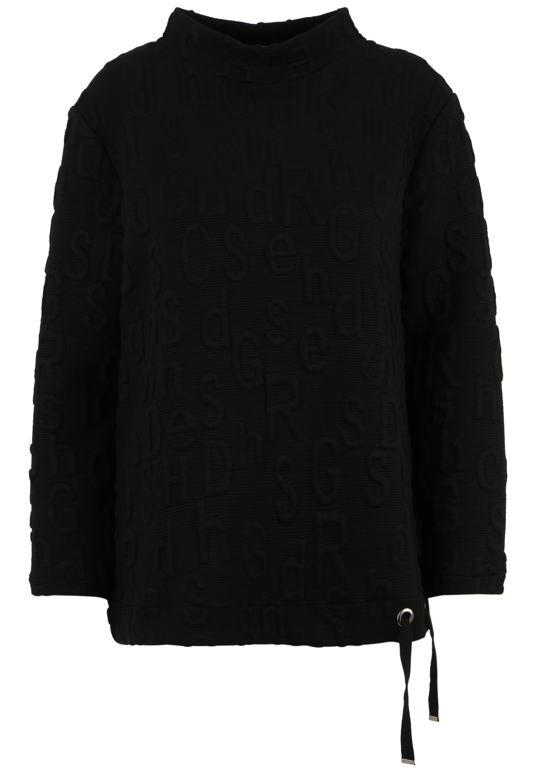 Doris Streich Longsleeve Sweatshirt Buchstaben-Jacquard mit modernem Design Schwarz