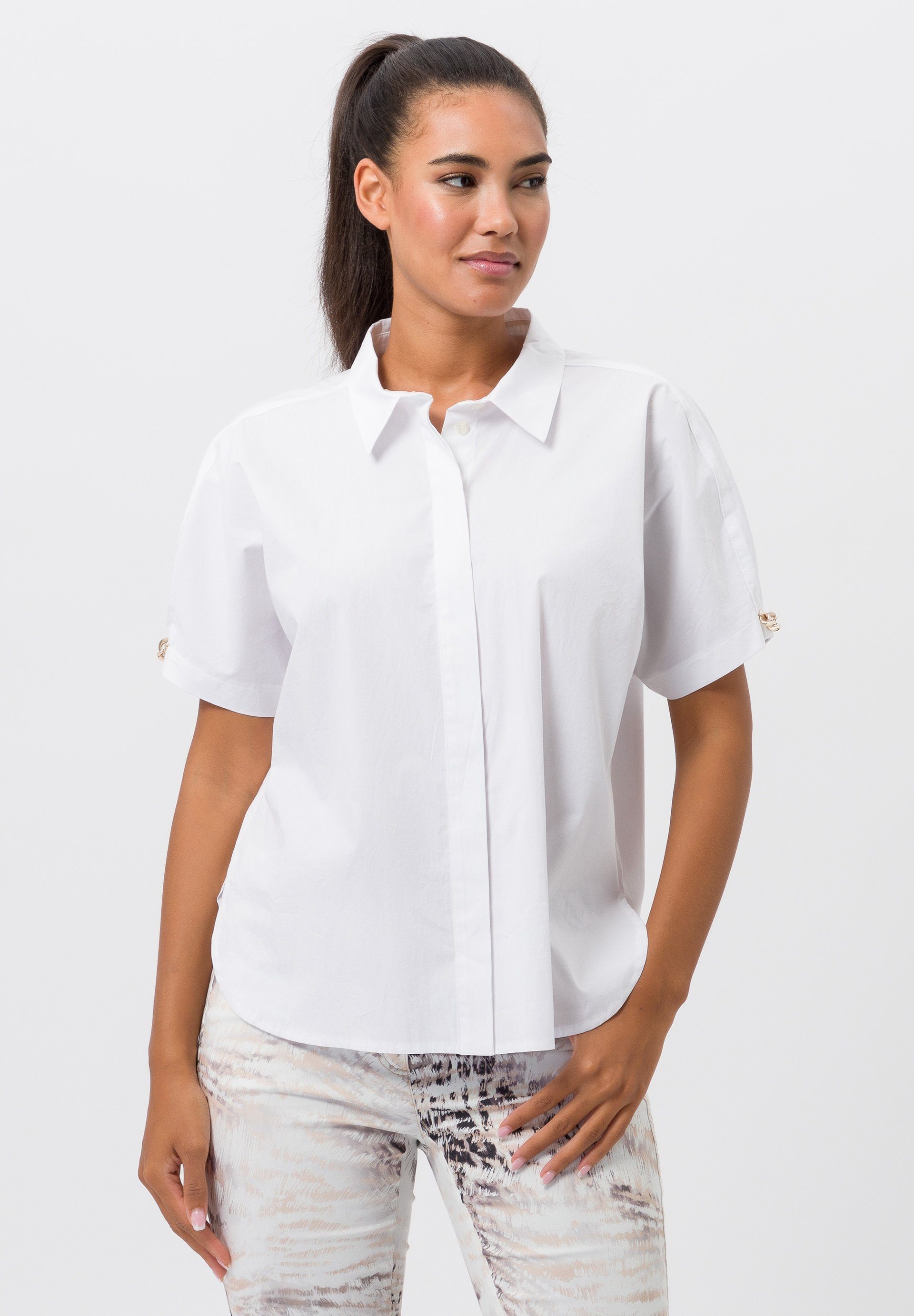 Blouse Courte Manches Comma Blanche - Taille 38 - Occasion En Très Bon état - Style Femme - Article ZC316