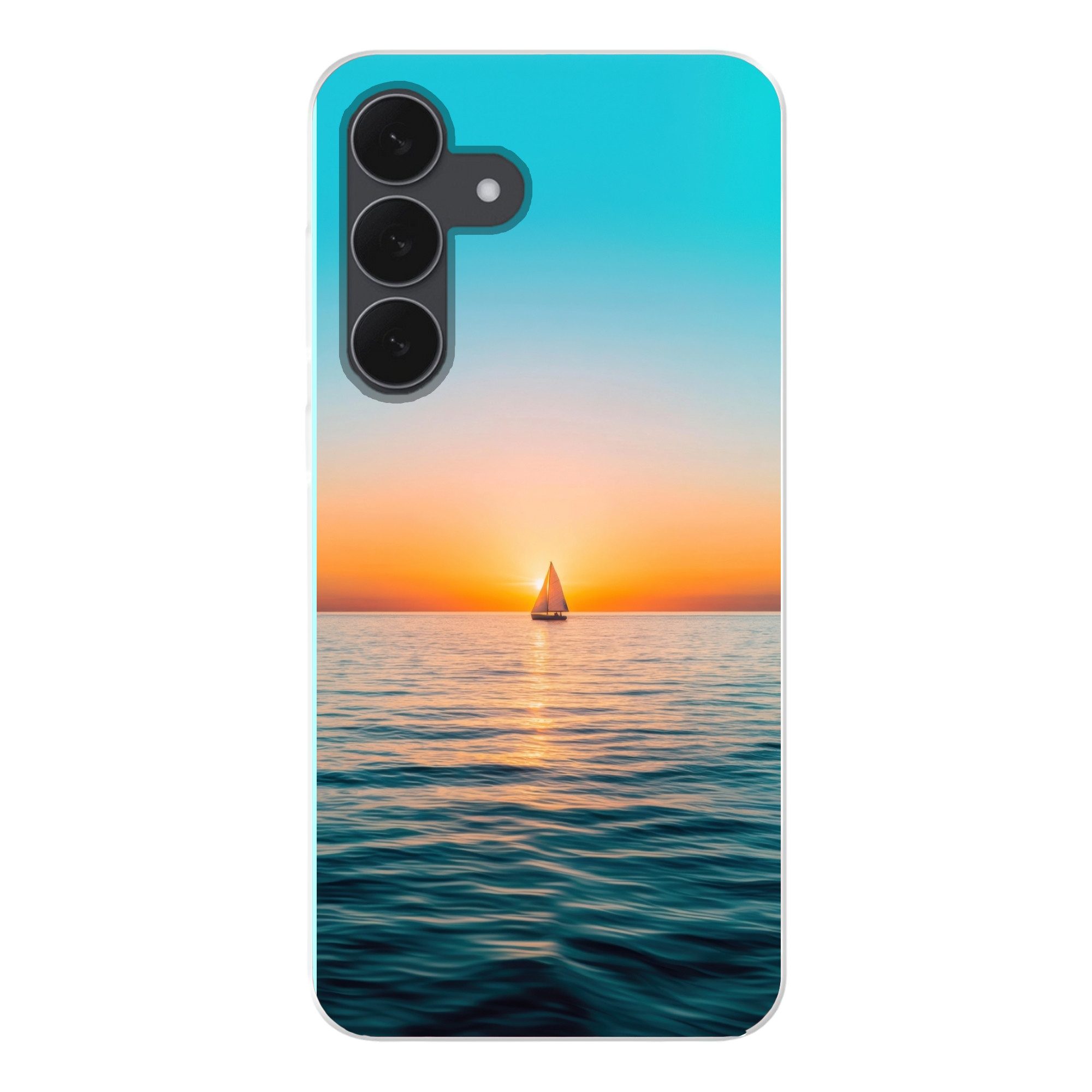 MuchoWow Handyhülle für Samsung Galaxy S25 FE Meer - Segelboot - Sonnenuntergang, Smartphone-Bumper, Print, Handy Schutzhülle Dünn