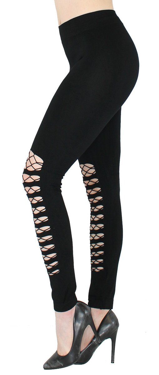 dy_mode Highwaist Leggings Damen Leggings Schwarz im Cut Out Style Fitnessl günstig online kaufen