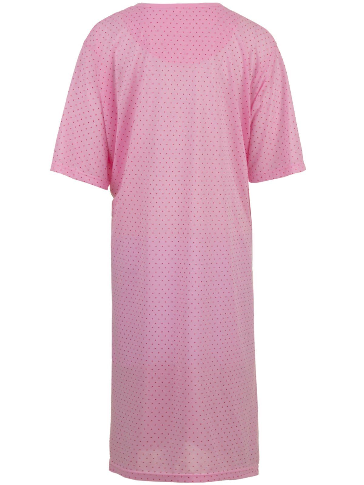 Kurzarm Nachthemd Lucky - rosa Punkte Nachthemd 3XL-6XL