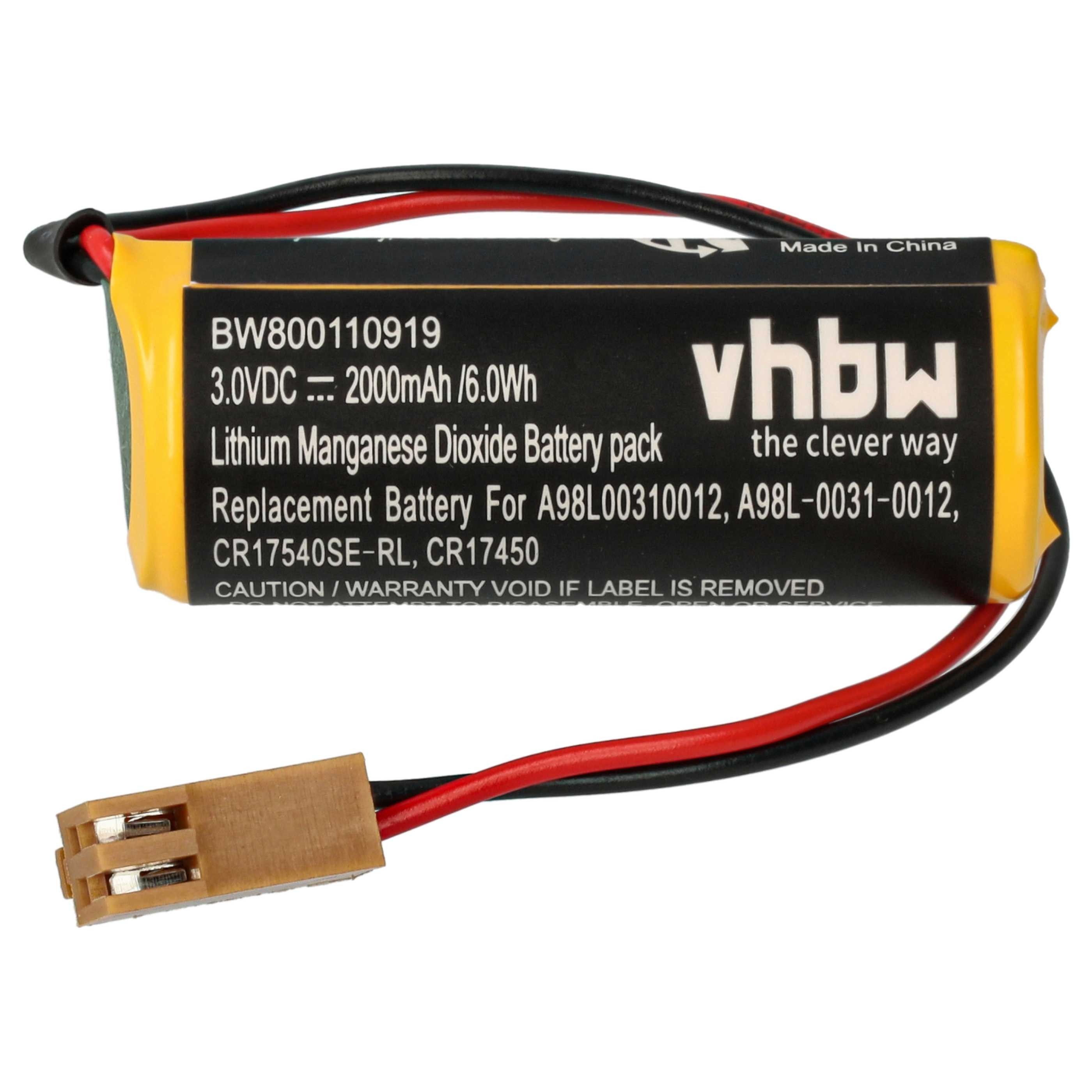 vhbw Batterie passend für GE Fanuc 16/18-C, 16/18-B, 15i-B, 0i-B, 18i, 16i, Akku Batterie Li-MnO2 2000 mAh (3 V, 5 St), Leistungsfähige Ersatz-Batterie für Industrie Controller