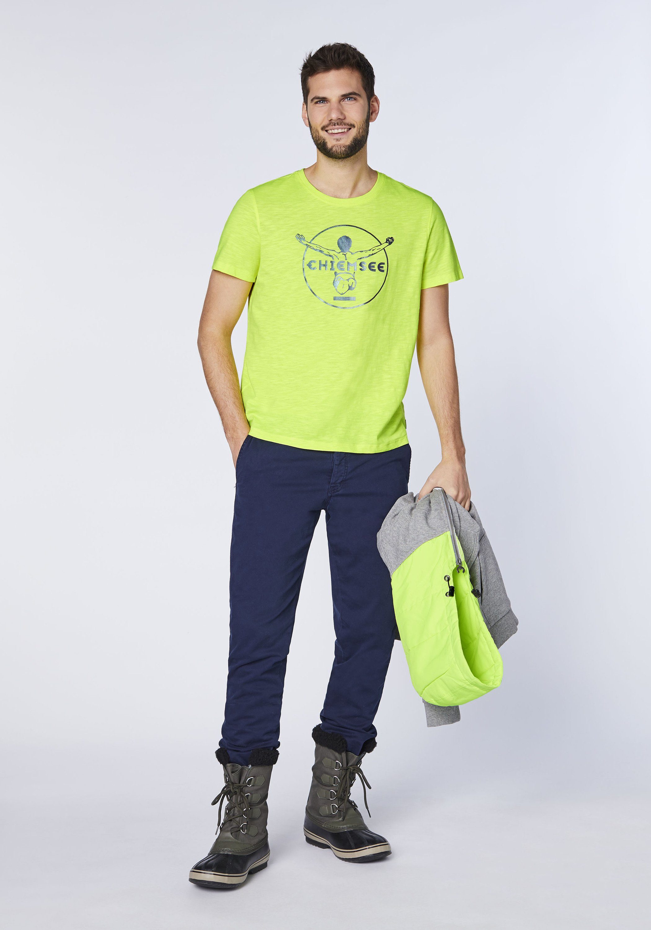 Yellow mit Print-Shirt Chiemsee 1 Safety Label-Symbol gedrucktem T-Shirt