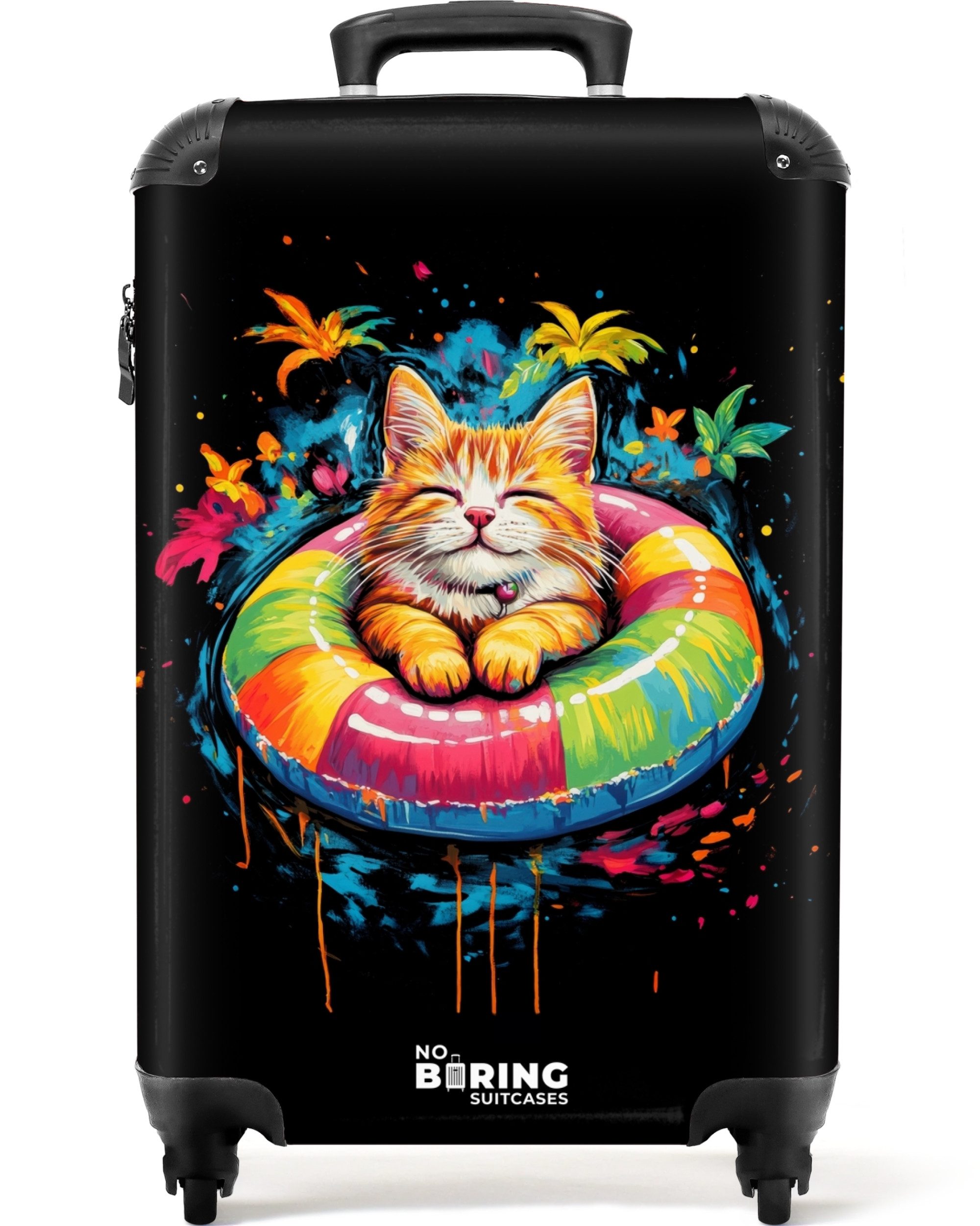 NoBoringSuitcases.com© Hartschalen-Trolley Sommerkatze mit buntem Schwimmba günstig online kaufen