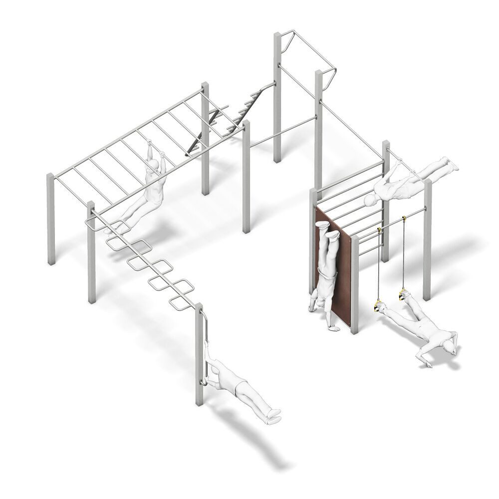 Playparc Kraftstation Calisthenics-Anlage 4FCICRLE Discovery, Entlastet Spielplatzgeräte durch professionelle Kraftgeräte