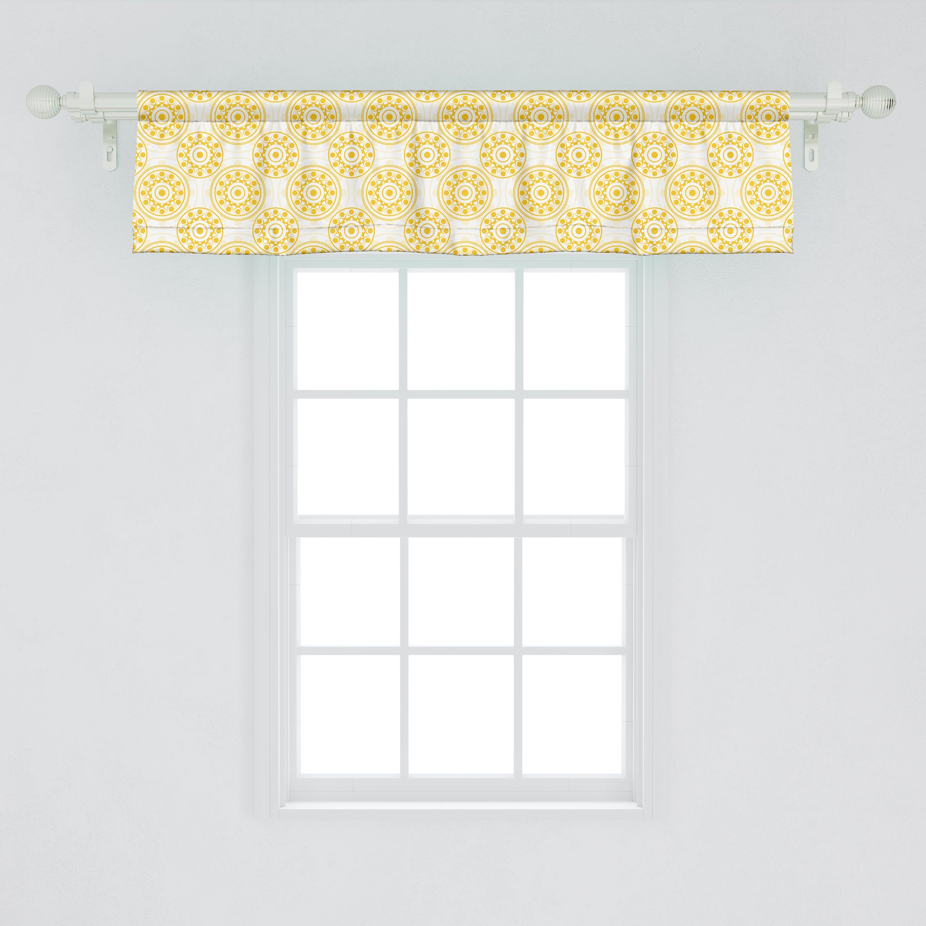 Scheibengardine Vorhang Volant für Runde Dekor Küche Kreise Stangentasche, Monotone Abstrakt Microfaser, mit Schlafzimmer Abakuhaus