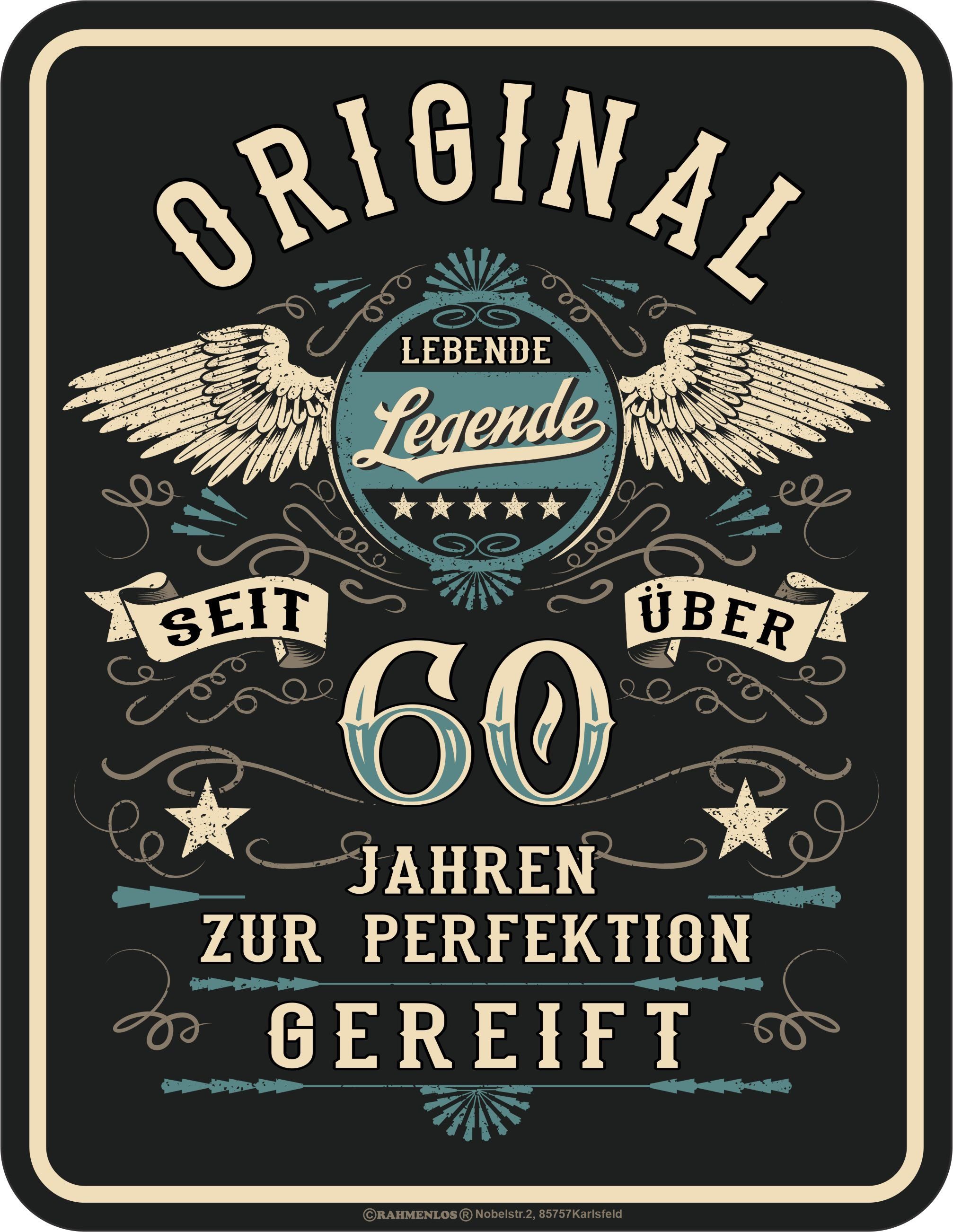 RAHMENLOS® Metallschild als Geschenk zum 60. Geburtstag: Lebende Legende 60 Jahre