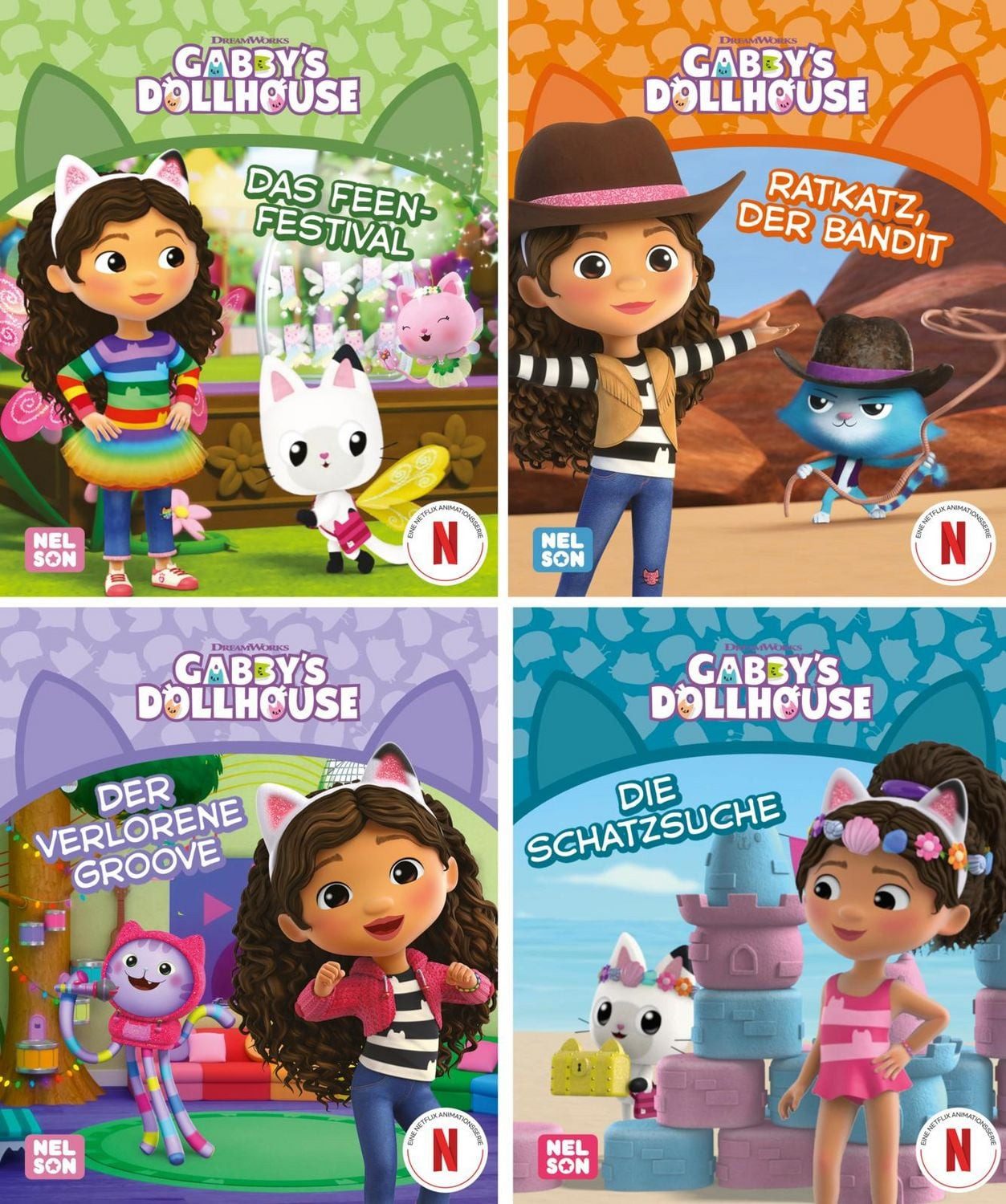 Nelson Mini-Bücher: 4er Gabby's Dollhouse 5-8 / diverse, 4 wunderbare Abenteuer mit Gabby im Set