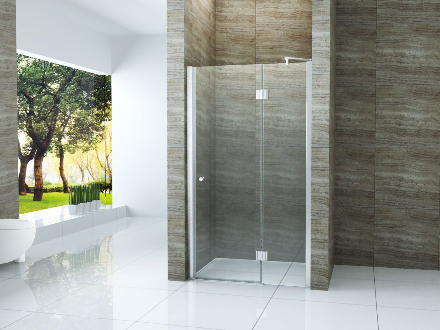 ALCOVA Nischentür 90 X 195 Cm – 8 Mm ESG-Sicherheitsglas, Eloxiertes Aluminium, Rahmenlos