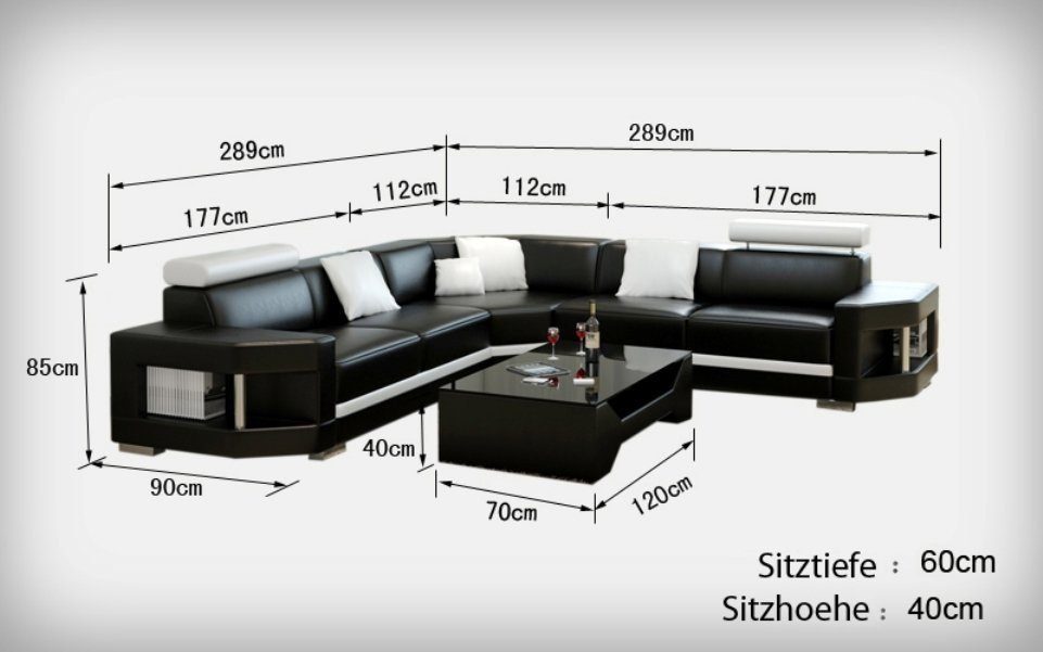 Modern Sofa Wohnlandschaft Ecksofa Couch Sofa Ledersofa Design Ecksofa, JVmoebel