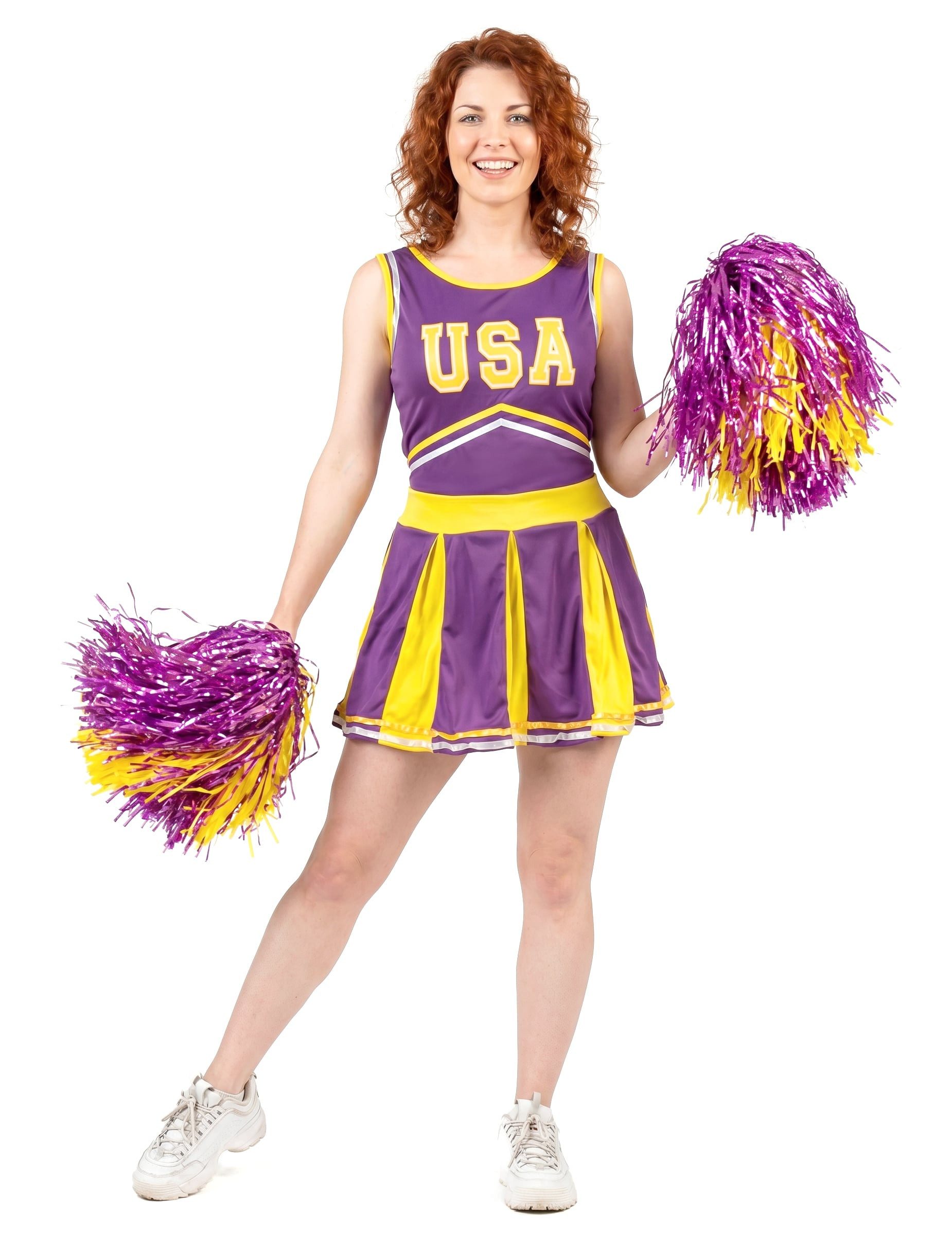 Fiestas Guirca Kostüm USA Cheerleader-Kleid lila-gelb