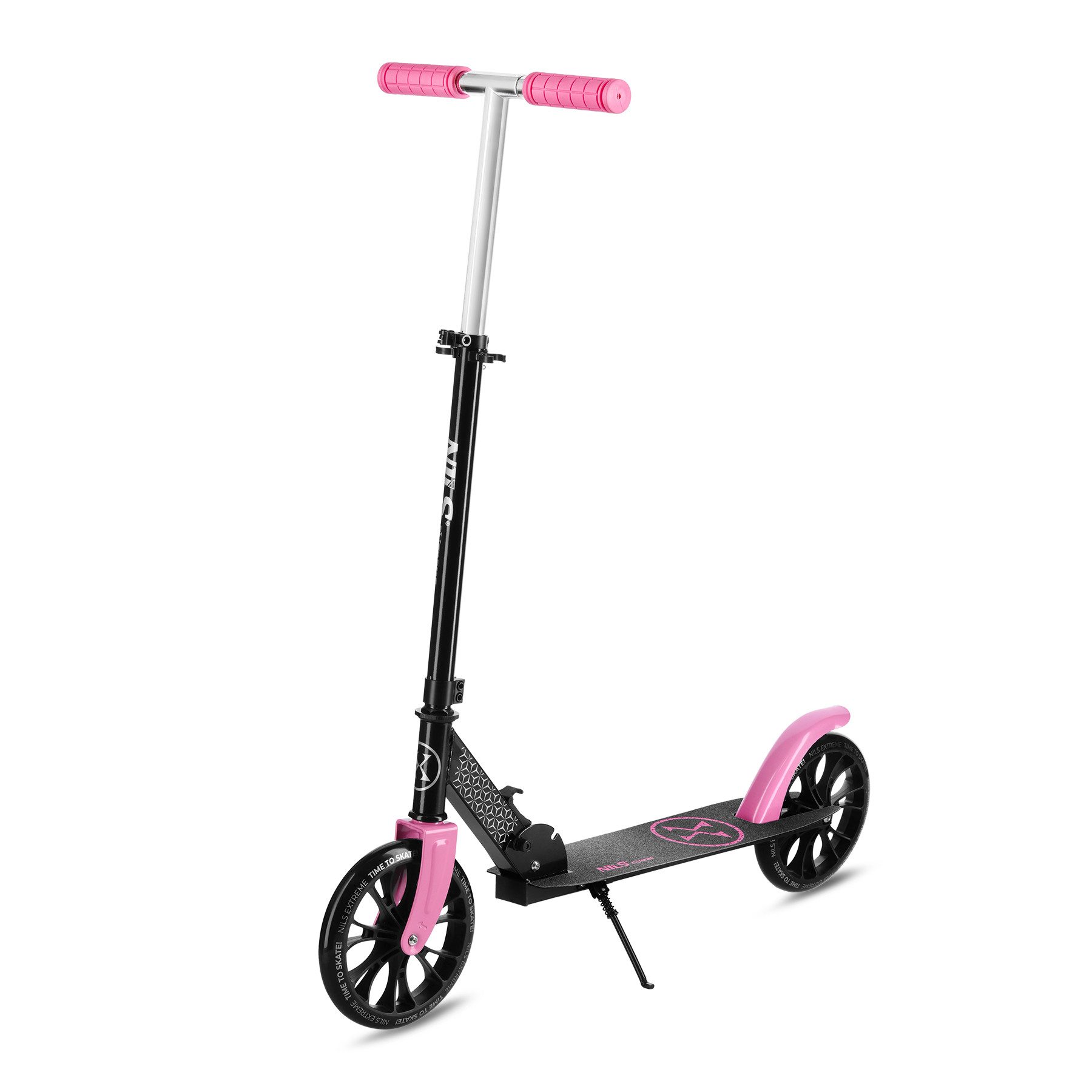 NILS EXTREME Tretroller Scooter Cityroller Kickroller XL Rollen pink schwarz, leicht verstaubar