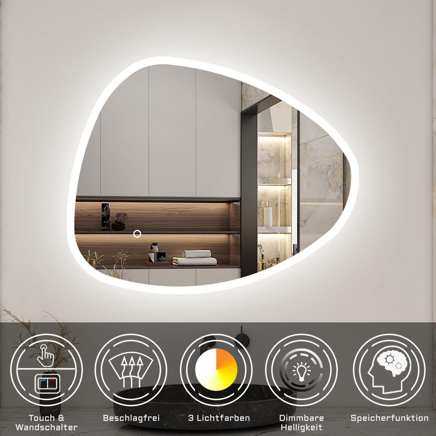 Aica Sanitär Badspiegel LED Badezimmerspiegel Beleuchtung günstig online kaufen