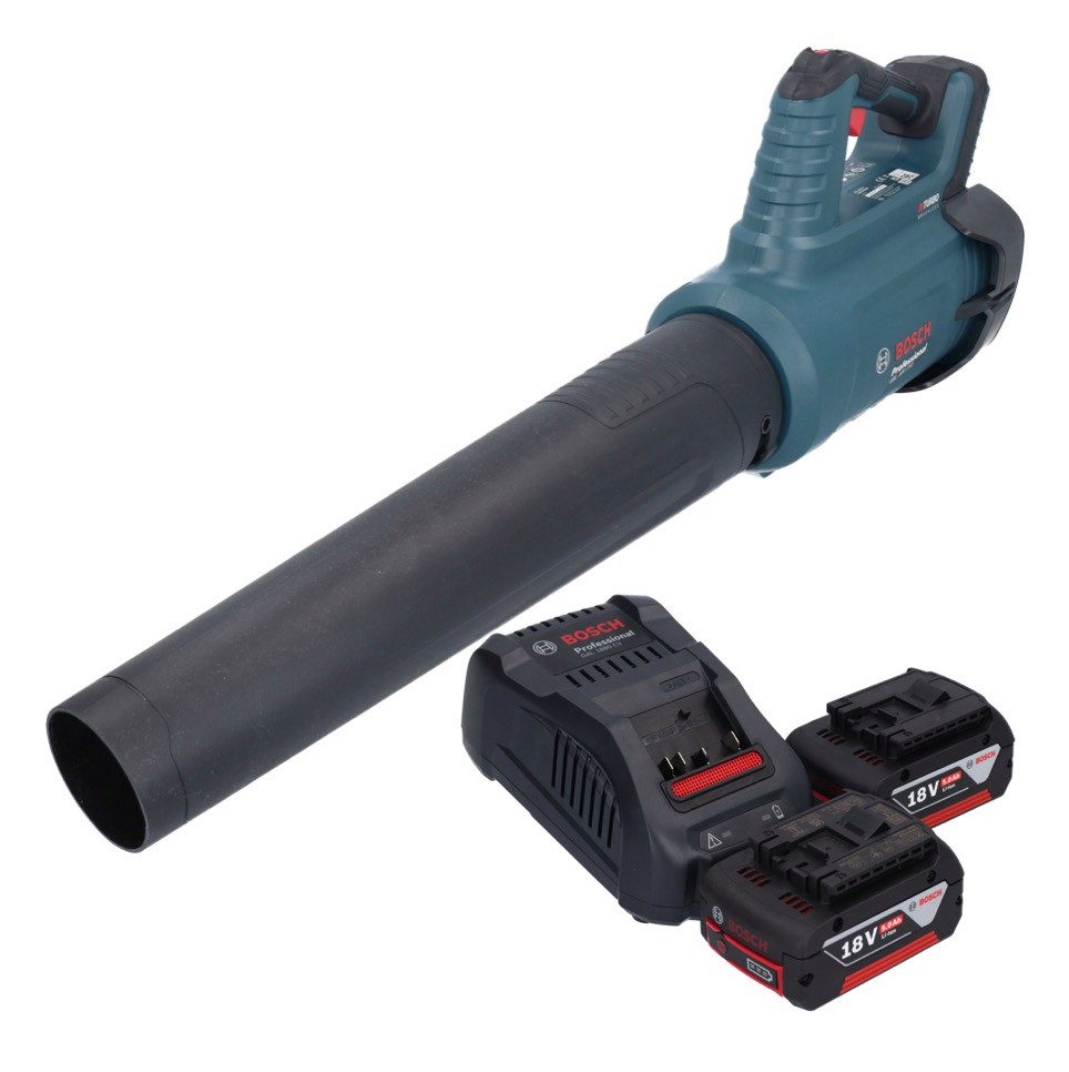 Bosch Professional Akku-Laubbläser GBL 18V-750 Professional Gebläse 18 V BITURBO + 2x Akku 5,0 Ah + Lader