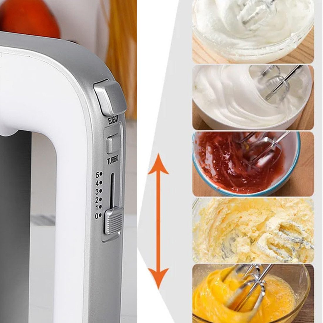 SOKANY Handmixer 800W, Handrührgerät 5 Geschwindigkeiten mit Turbo, 800 W