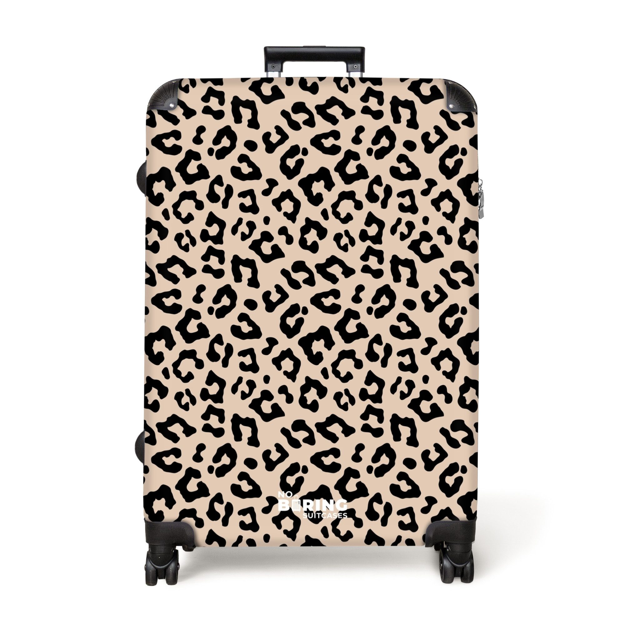 NoBoringSuitcases.com© Hartschalen-Trolley Beige mit schwarzem Pantherdruck günstig online kaufen