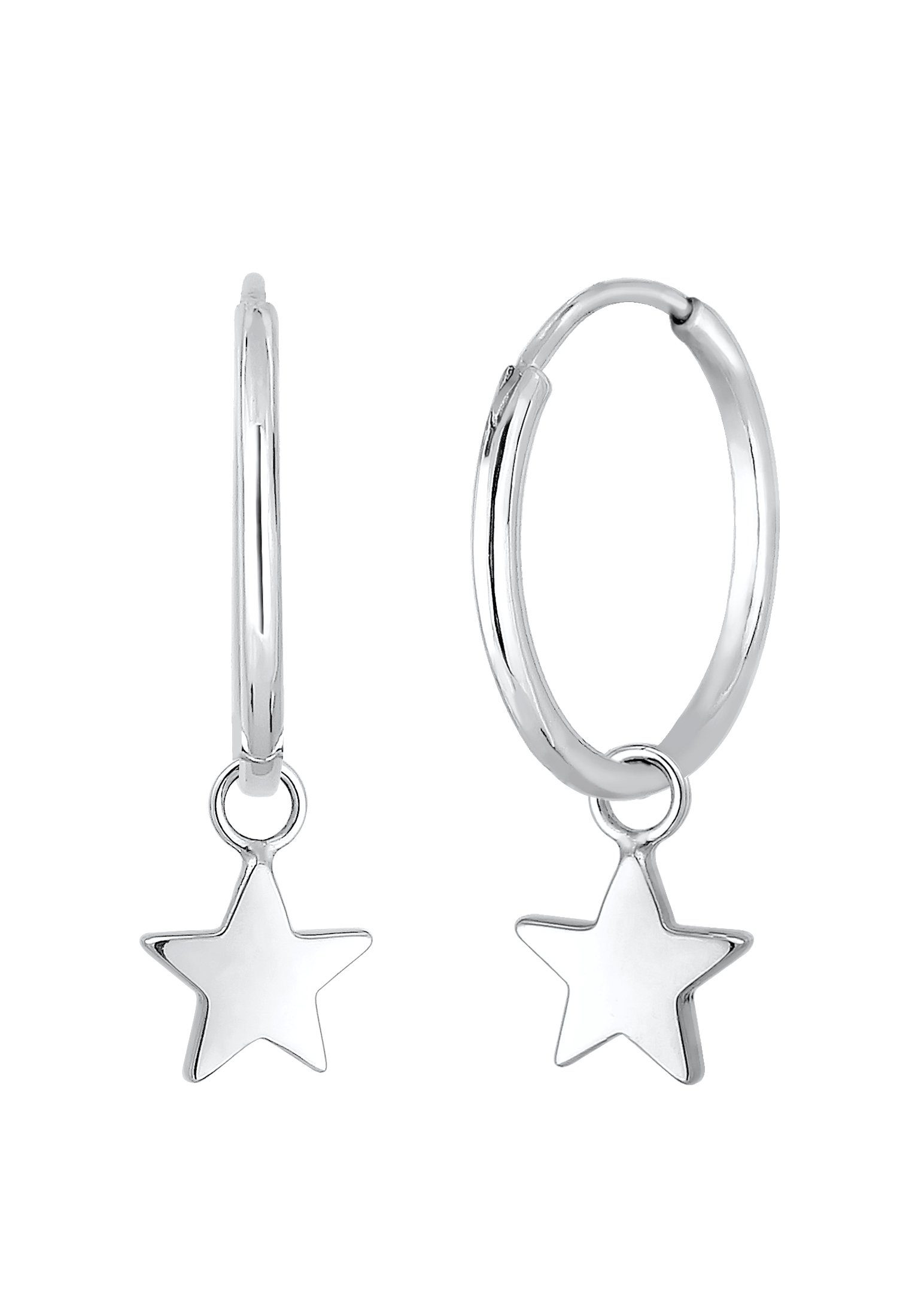 Elli Paar Creolen Creolen Silber mit vergoldet Einhänger Stern Astro
