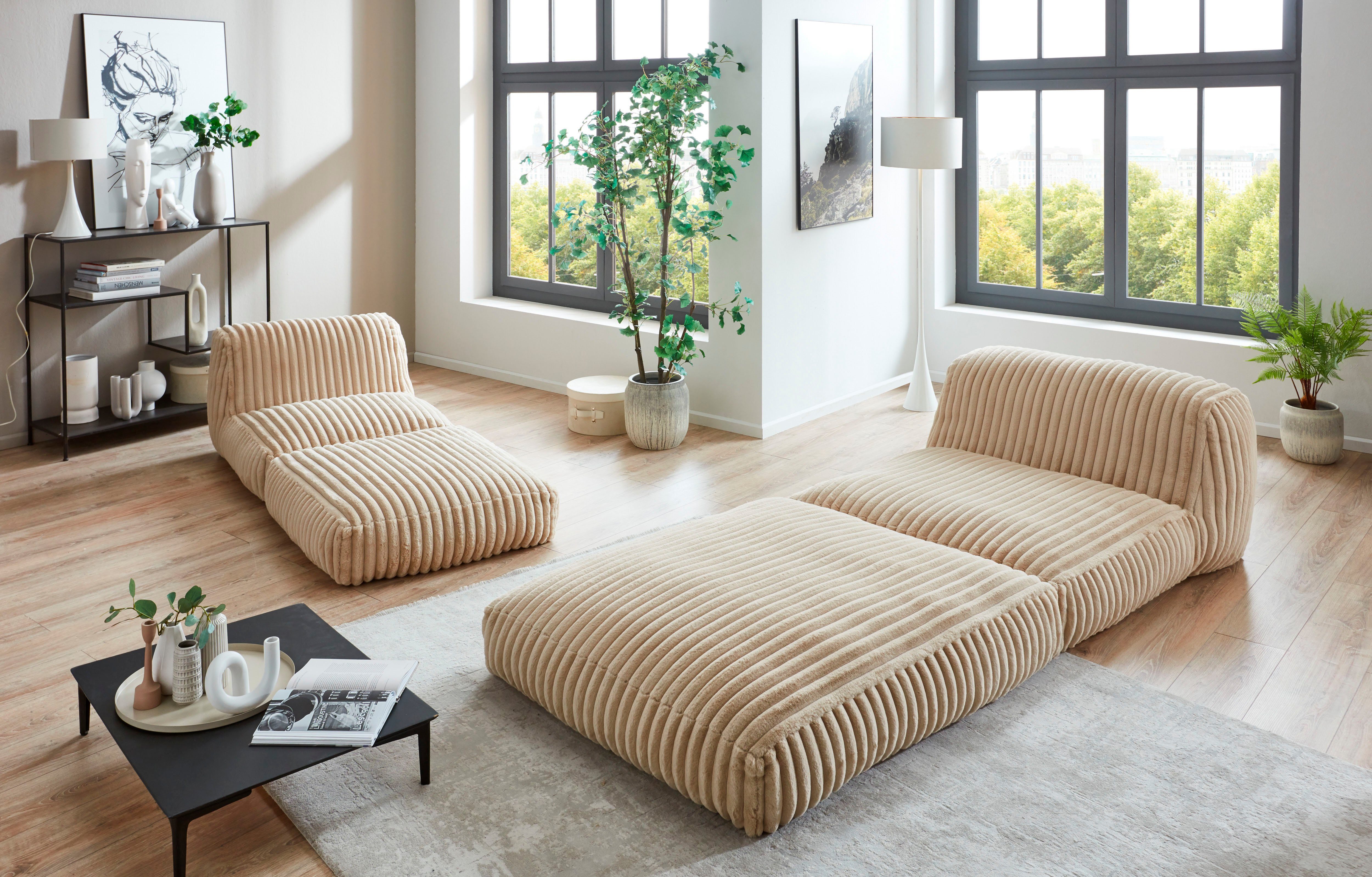 XXL-Sessel Pia, 2 Schlaffunktion INOSIGN Megacord, Größen, in Pouf-Funktion creme und Loungesessel