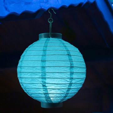 MARELIDA LED Lampion LED Solar Lampion 20cm Party Balkon Terrasse Garten Laterne blau, LED Classic, kaltweiss (5300K bis 6000K)