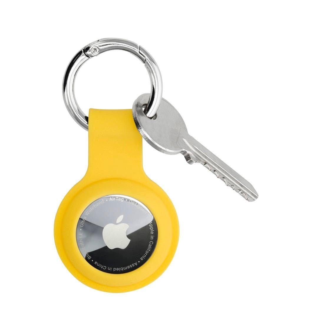 Hama Schlüsselanhänger Edge Protector Schutzhülle Silikon, Karabiner Apple für gelb aus AirTag mit